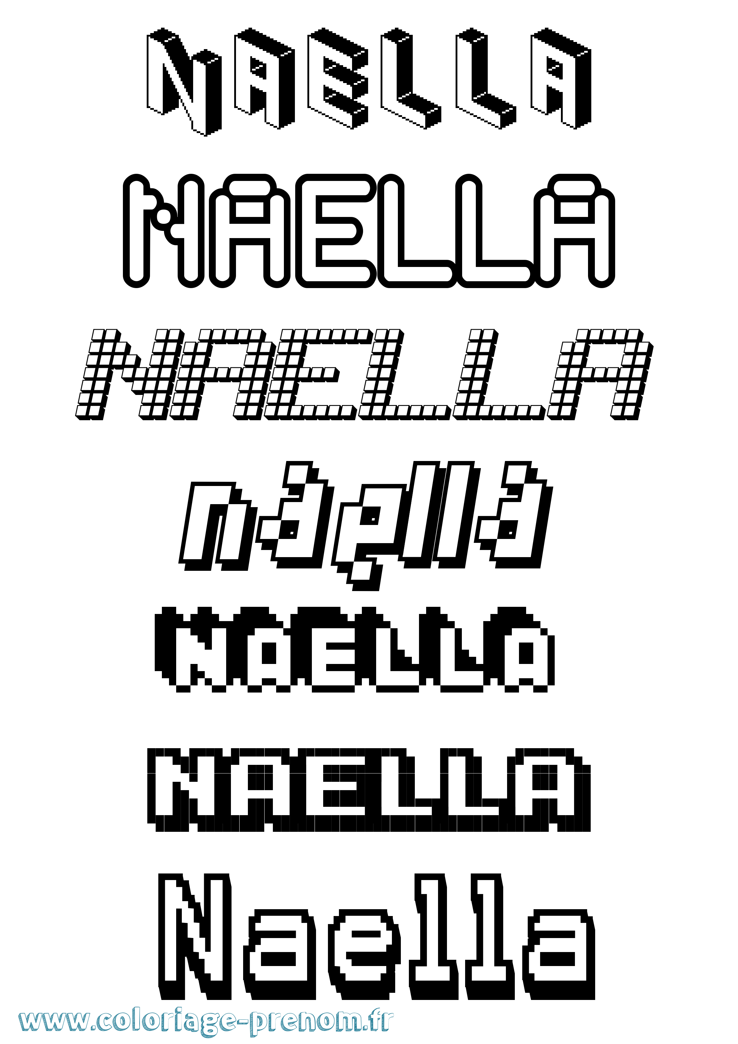 Coloriage Naella Pixel Coloriage prénom Naella Pixel