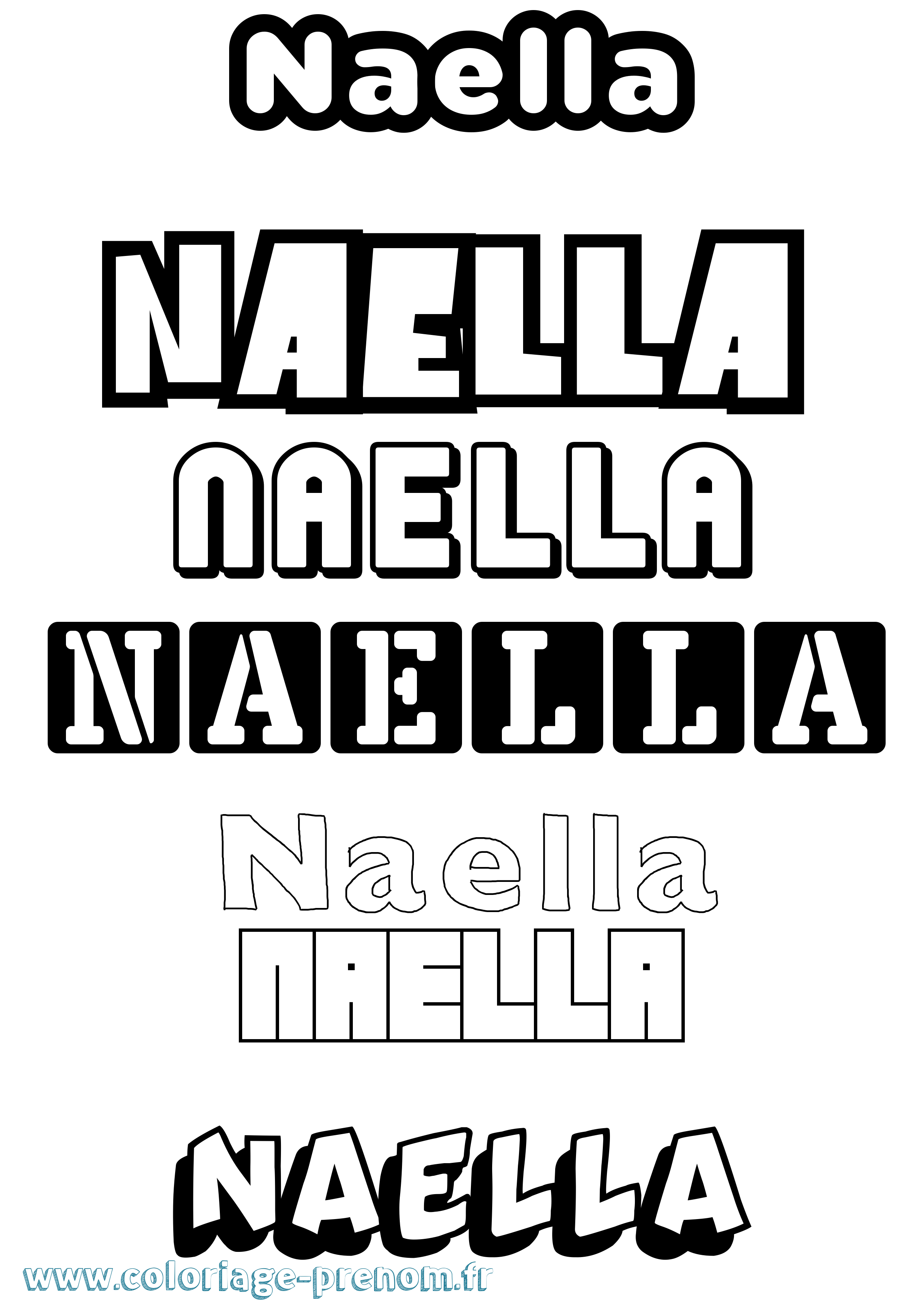 Coloriage Naella Simple Coloriage prénom Naella Simple