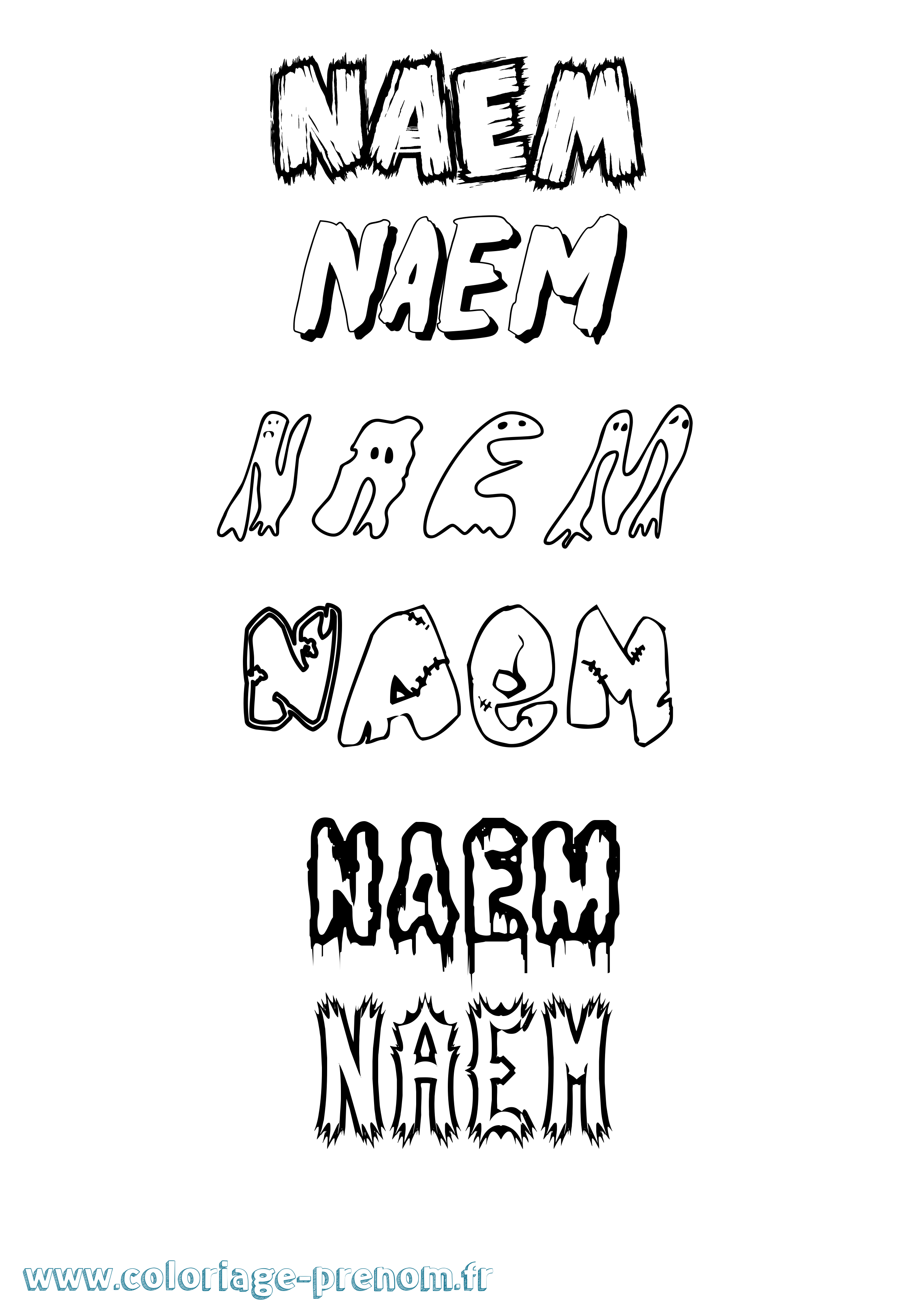 Coloriage Naem Frisson Coloriage prénom Naem Frisson