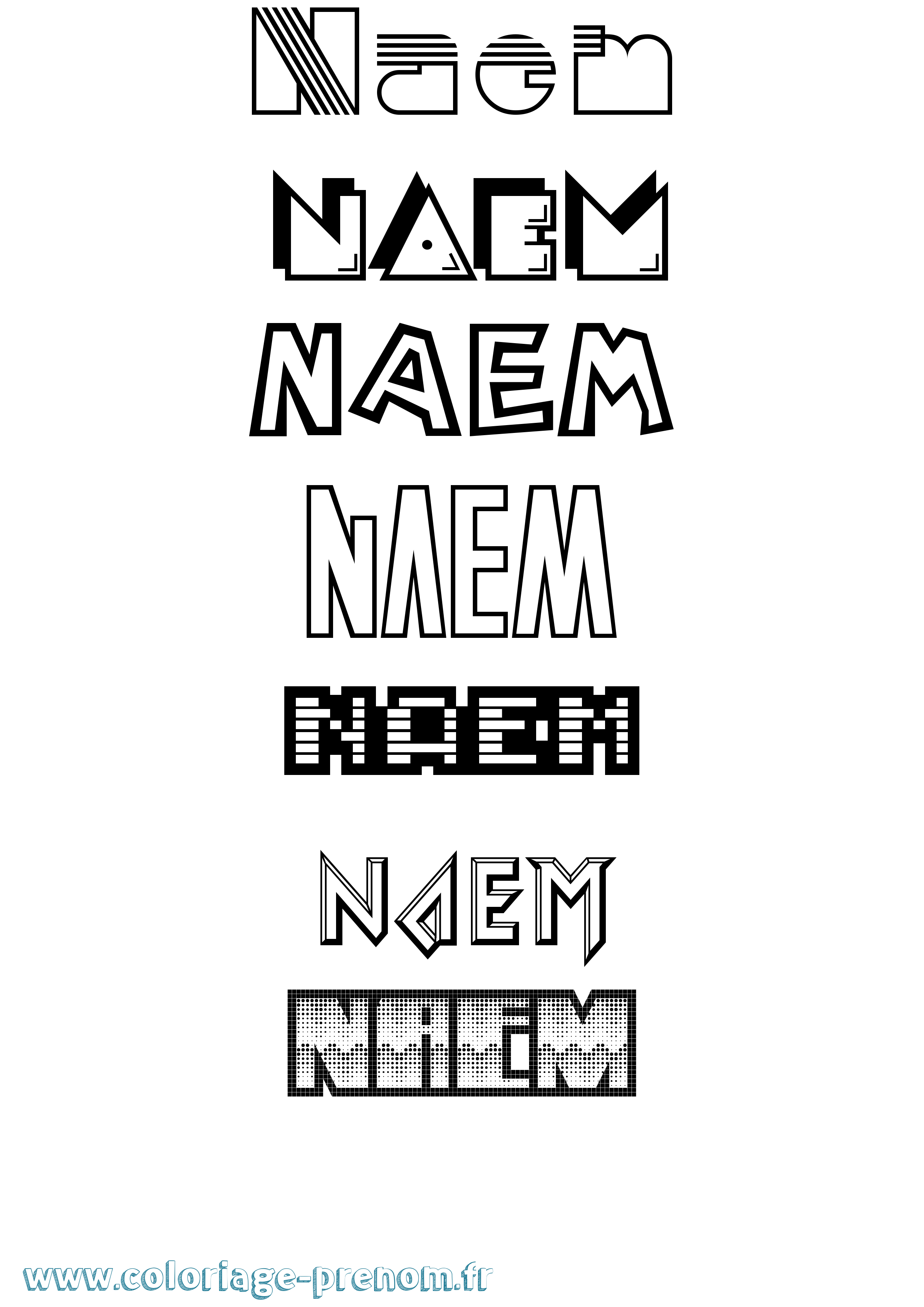 Coloriage Naem Jeux Vidéos Coloriage prénom Naem Jeux Vidéos