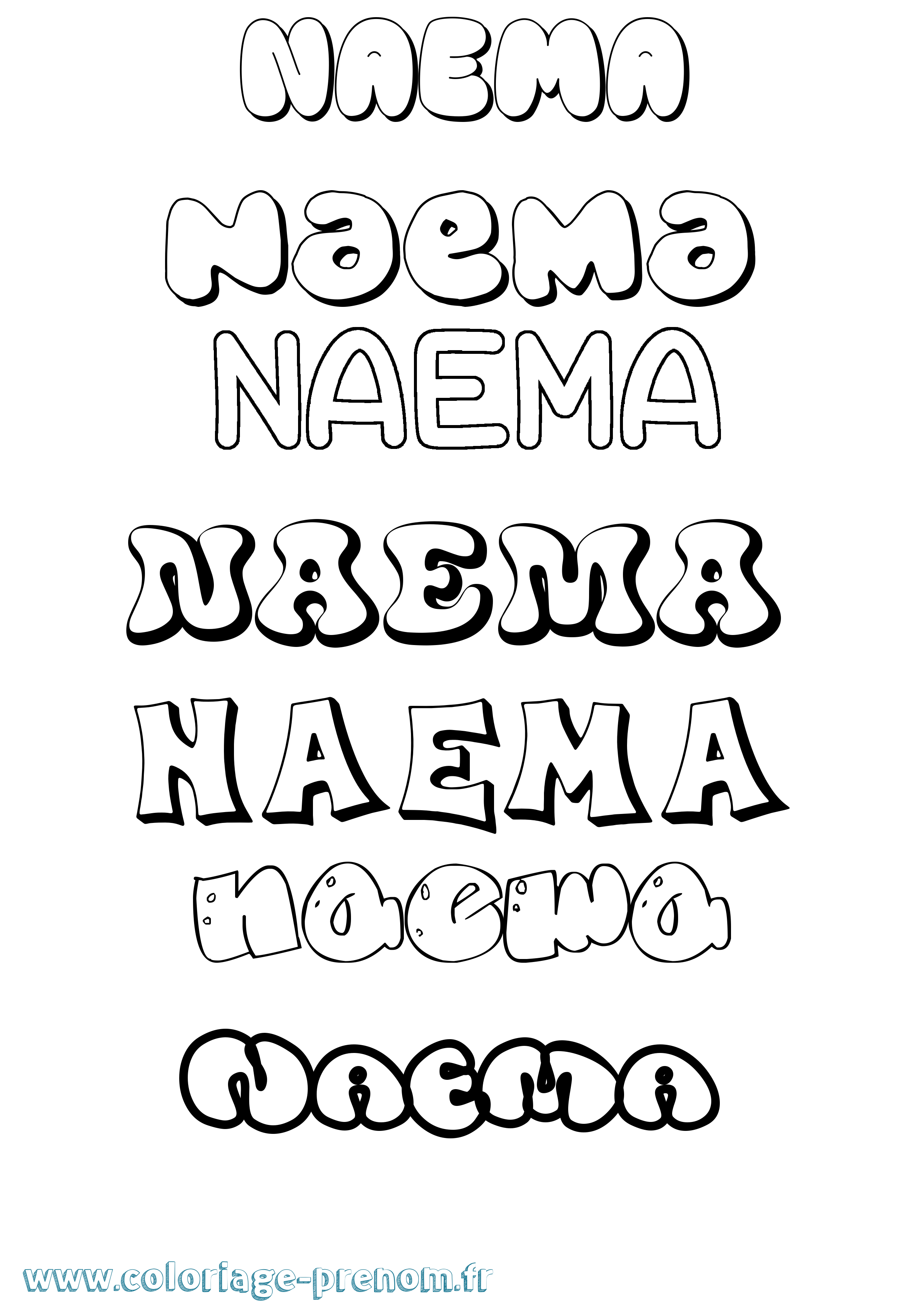 Coloriage Naema Bubble Coloriage prénom Naema Bubble