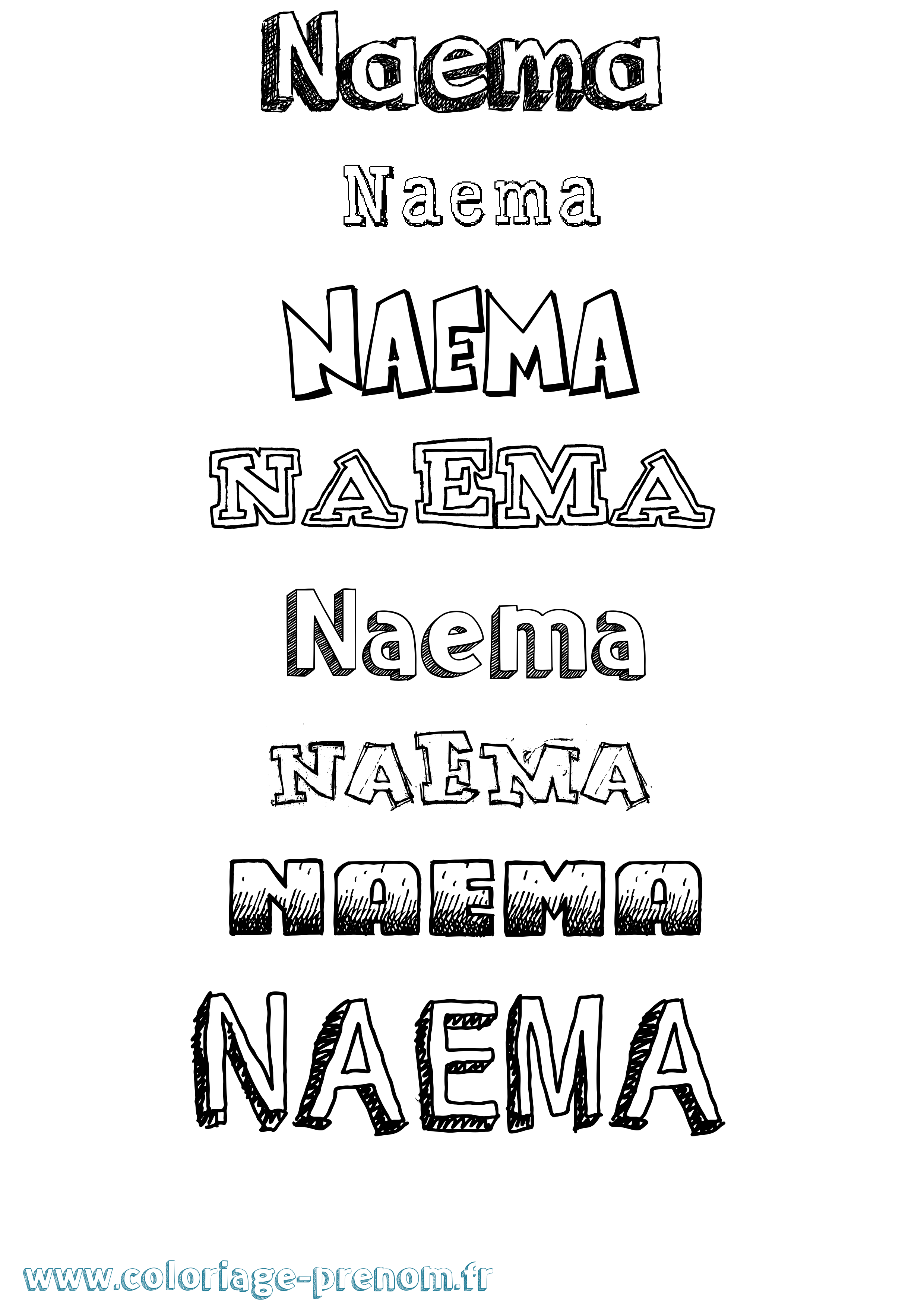 Coloriage Naema Dessiné Coloriage prénom Naema Dessiné