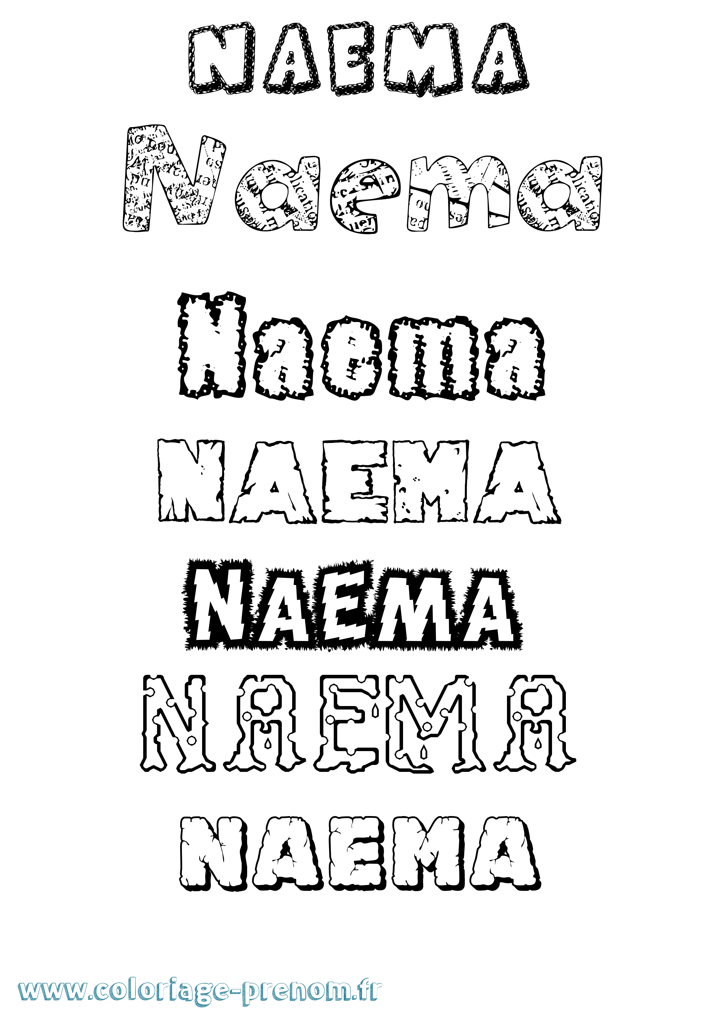 Coloriage Naema Destructuré Coloriage prénom Naema Destructuré
