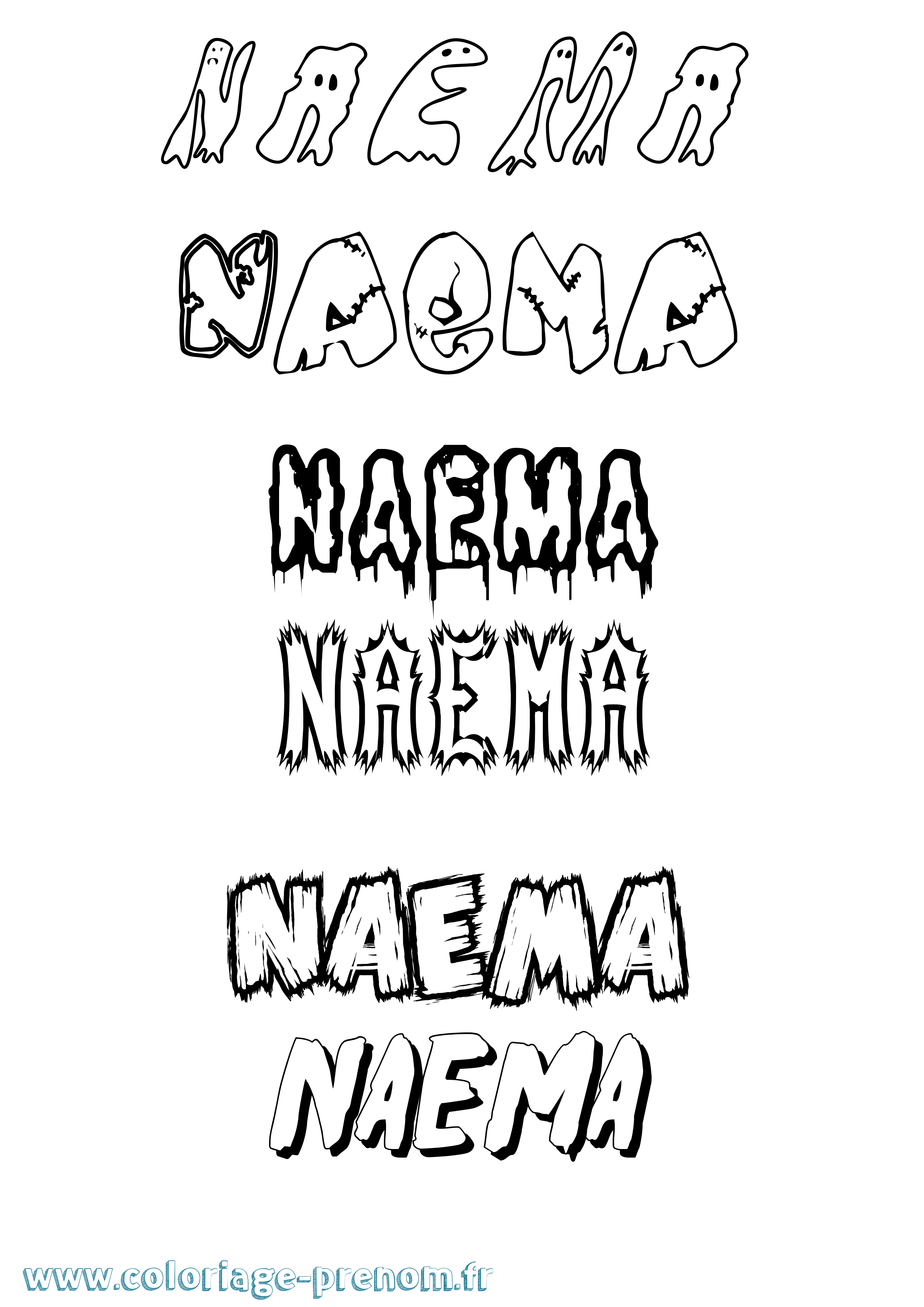 Coloriage Naema Frisson Coloriage prénom Naema Frisson
