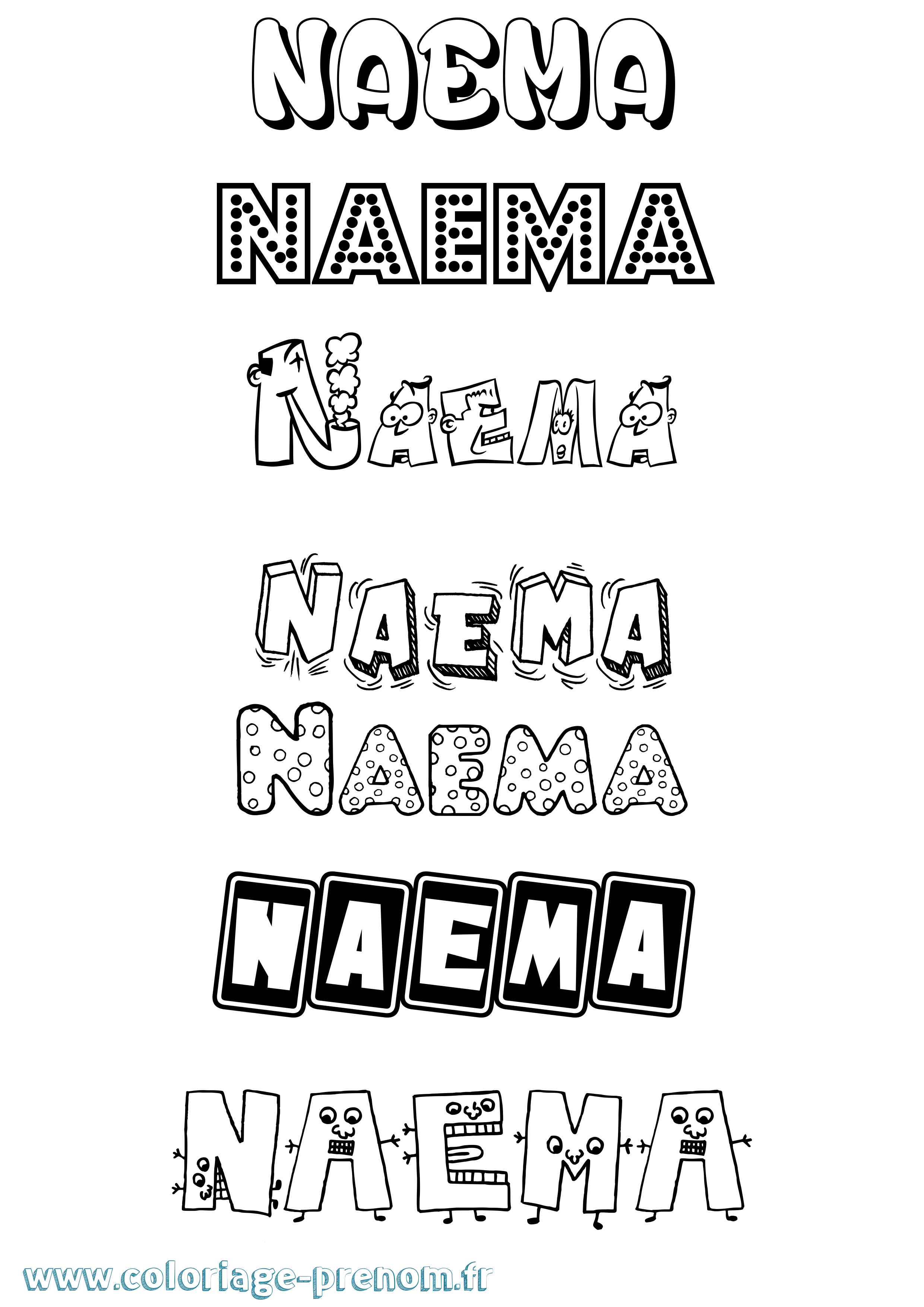 Coloriage Naema Fun Coloriage prénom Naema Fun