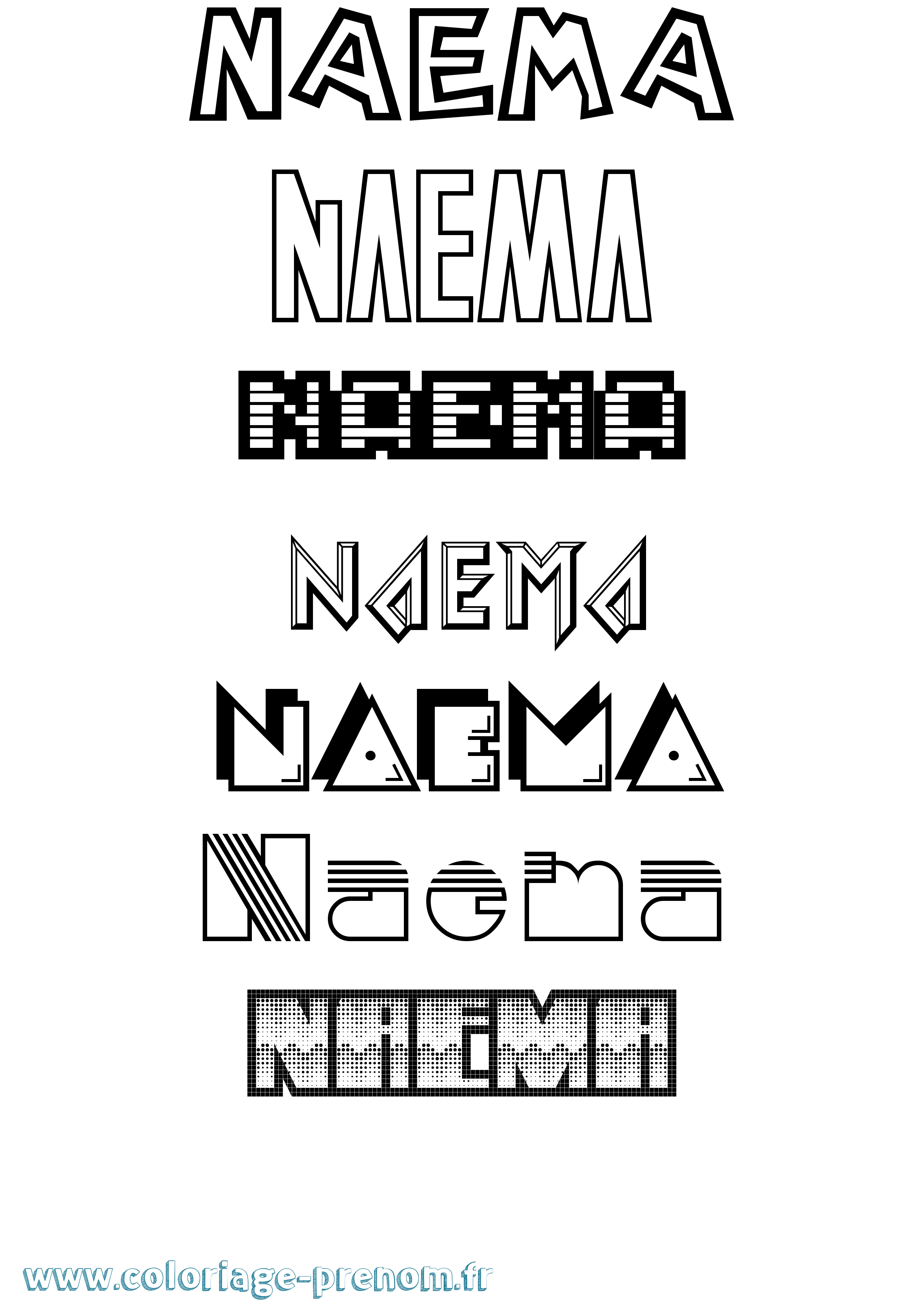 Coloriage Naema Jeux Vidéos Coloriage prénom Naema Jeux Vidéos