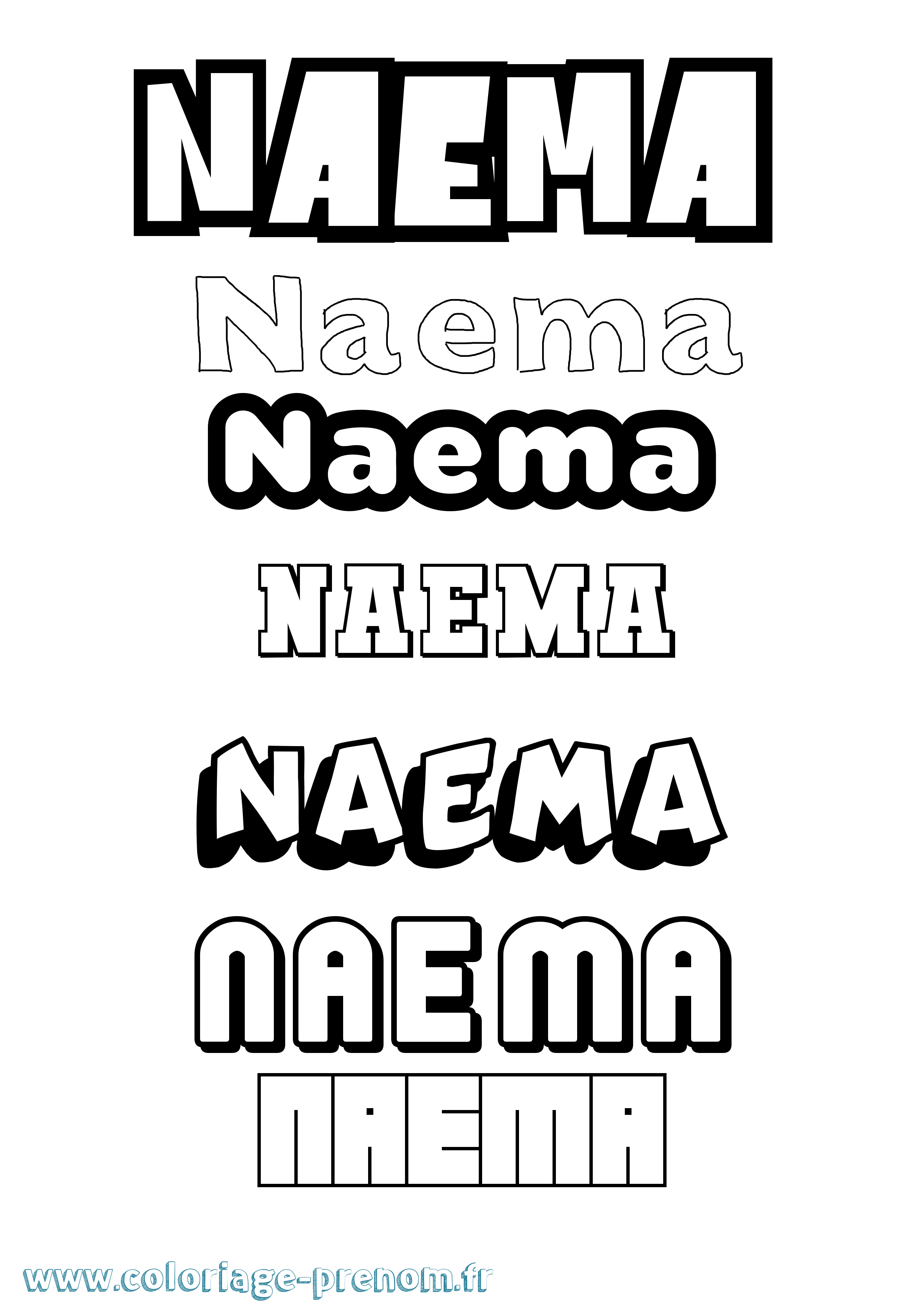 Coloriage Naema Simple Coloriage prénom Naema Simple