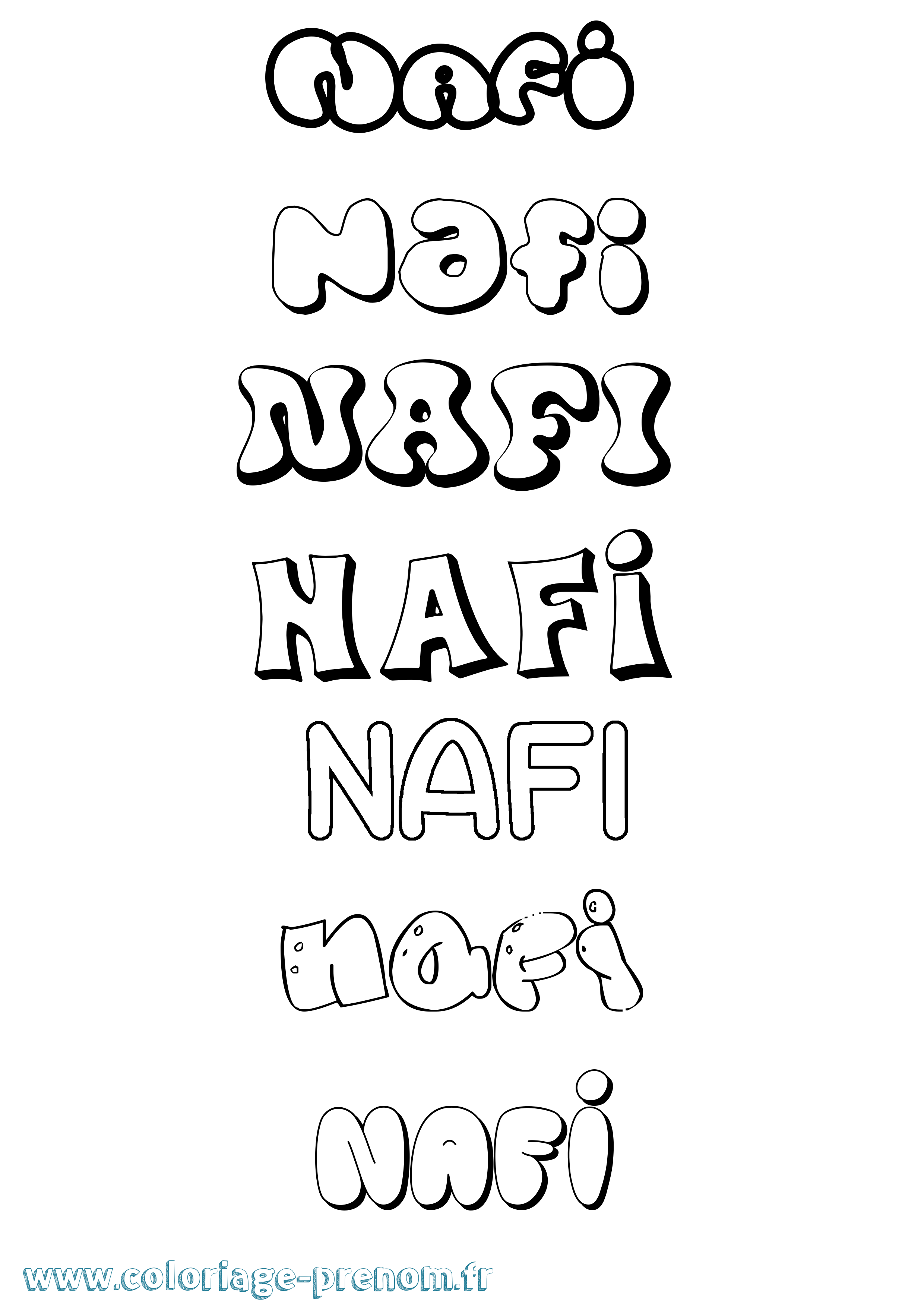 Coloriage Nafi Bubble Coloriage prénom Nafi Bubble