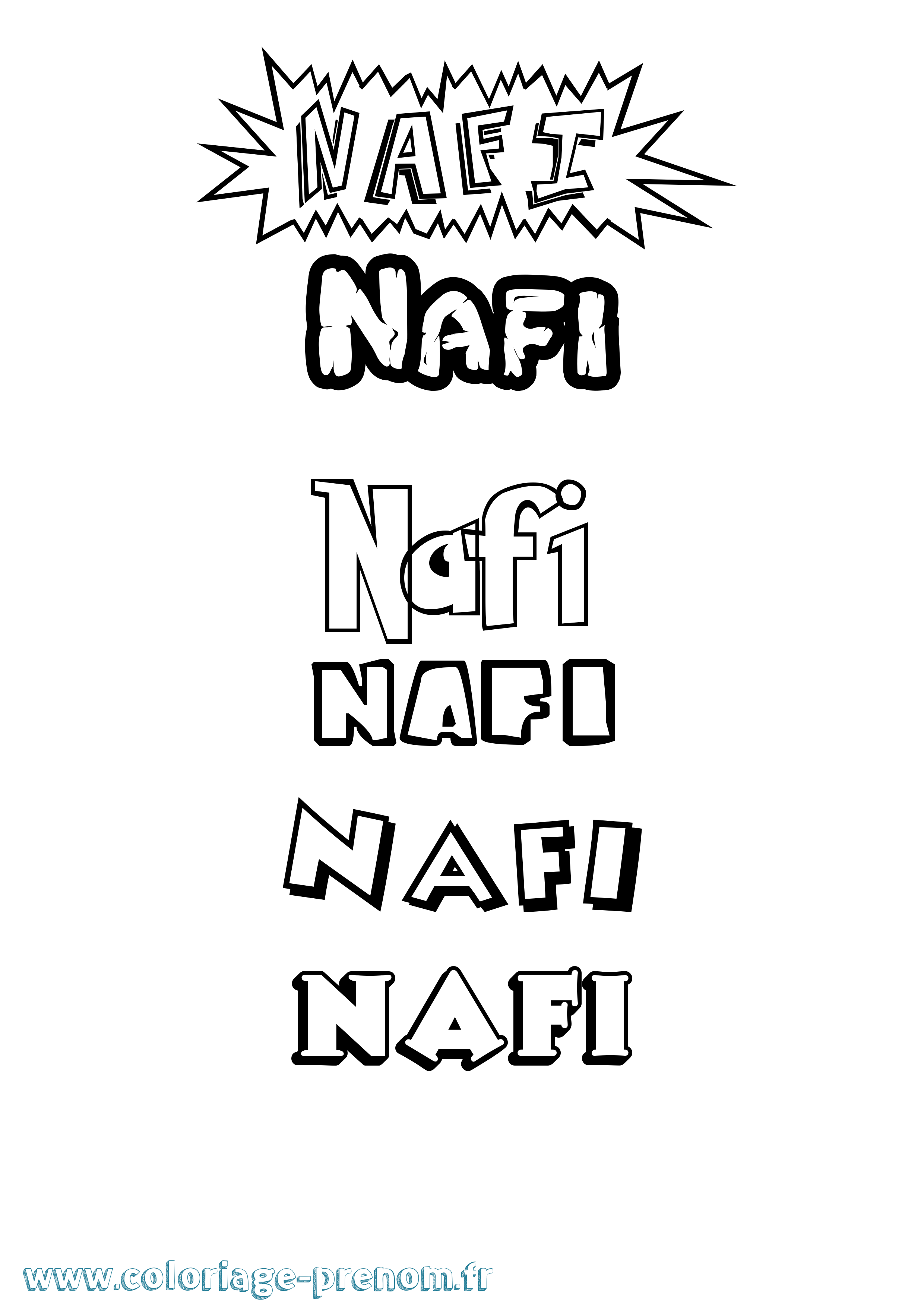 Coloriage Nafi Dessin Animé Coloriage prénom Nafi Dessin Animé