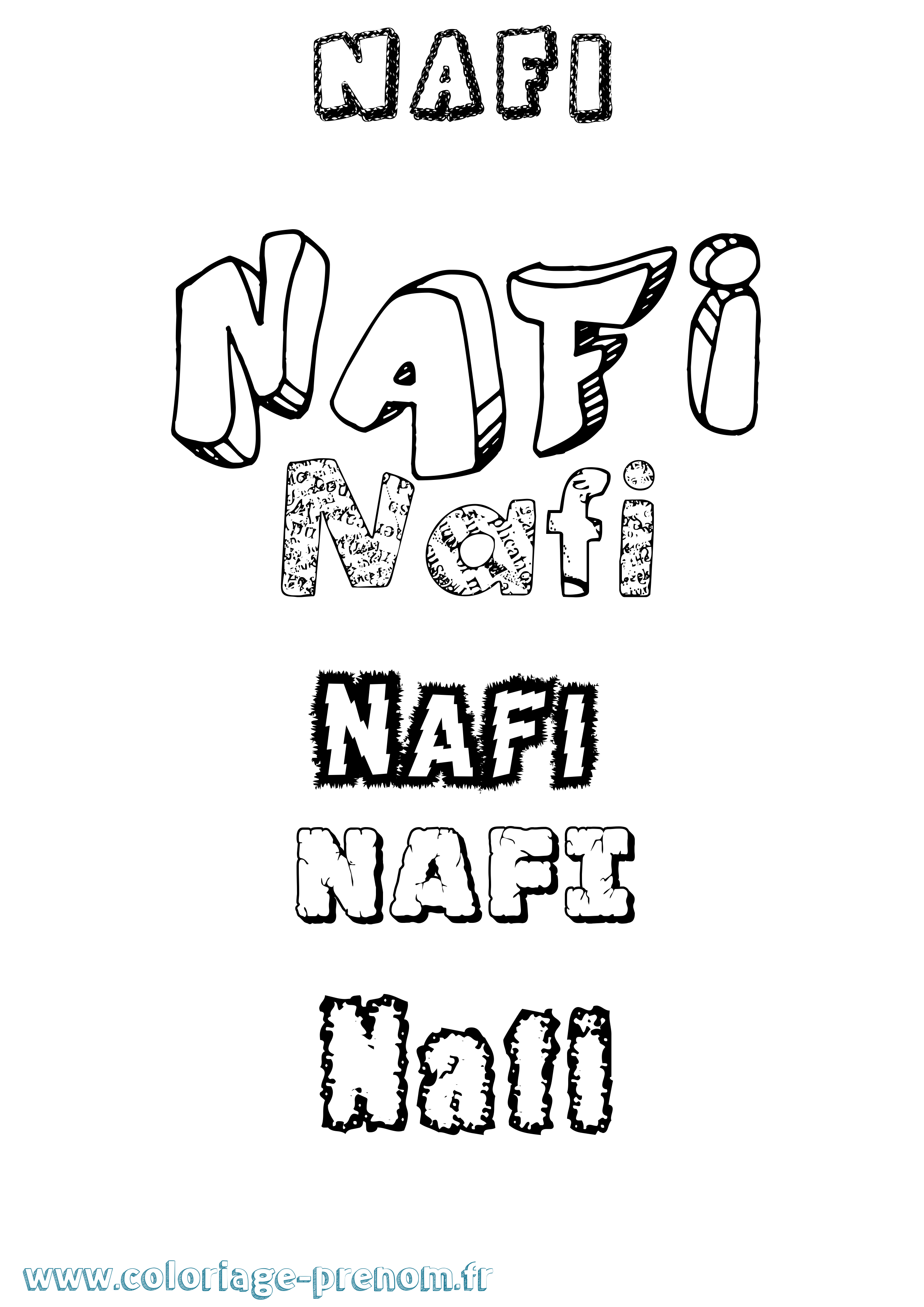 Coloriage Nafi Destructuré Coloriage prénom Nafi Destructuré