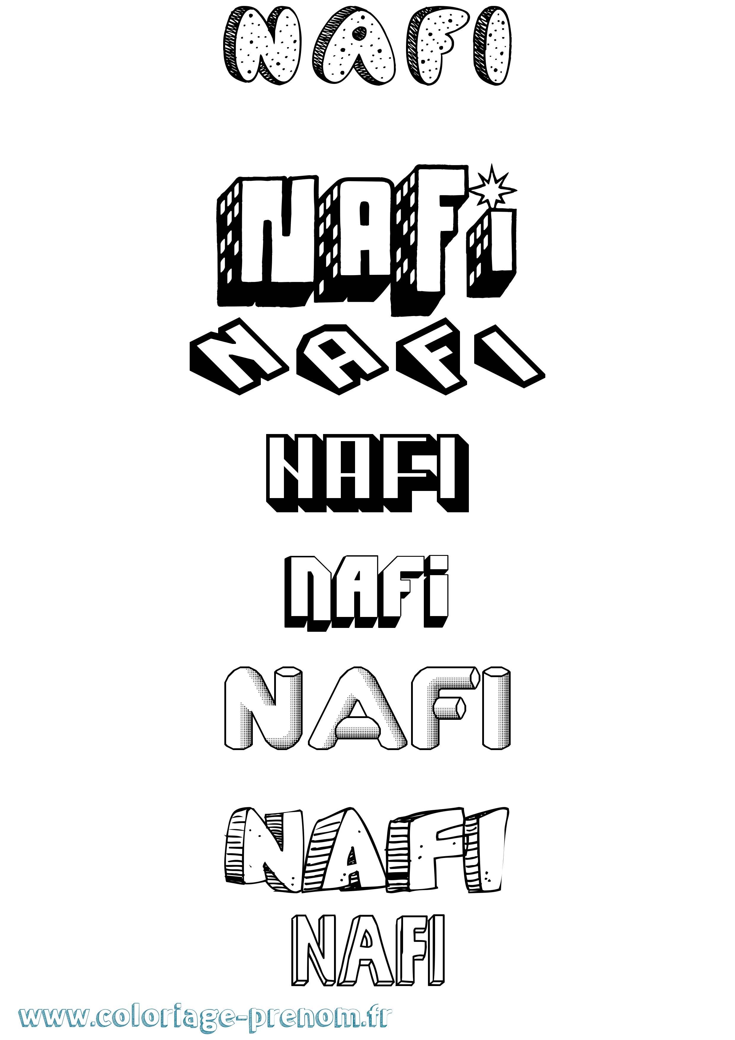 Coloriage Nafi Effet 3D Coloriage prénom Nafi Effet 3D