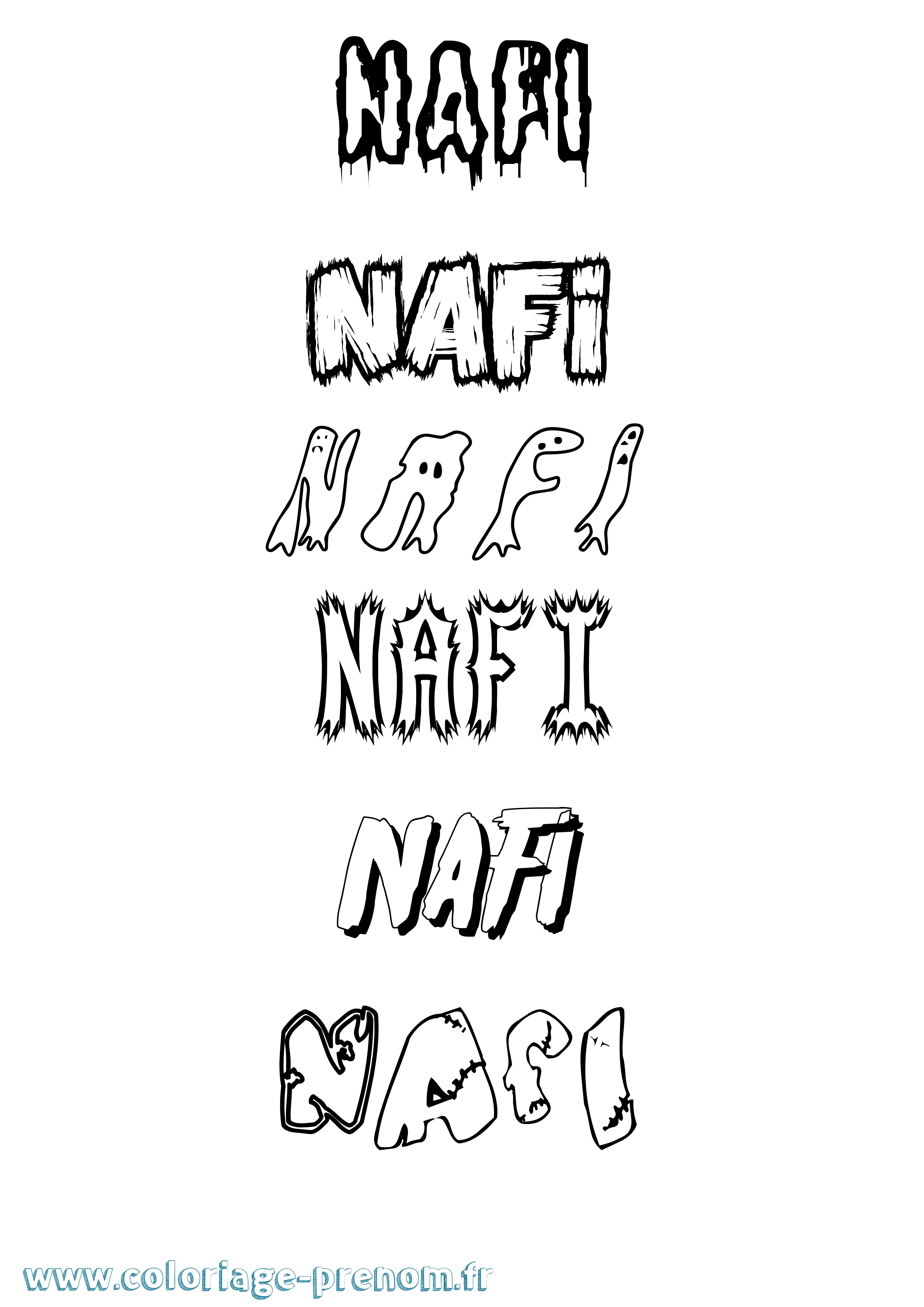 Coloriage Nafi Frisson Coloriage prénom Nafi Frisson