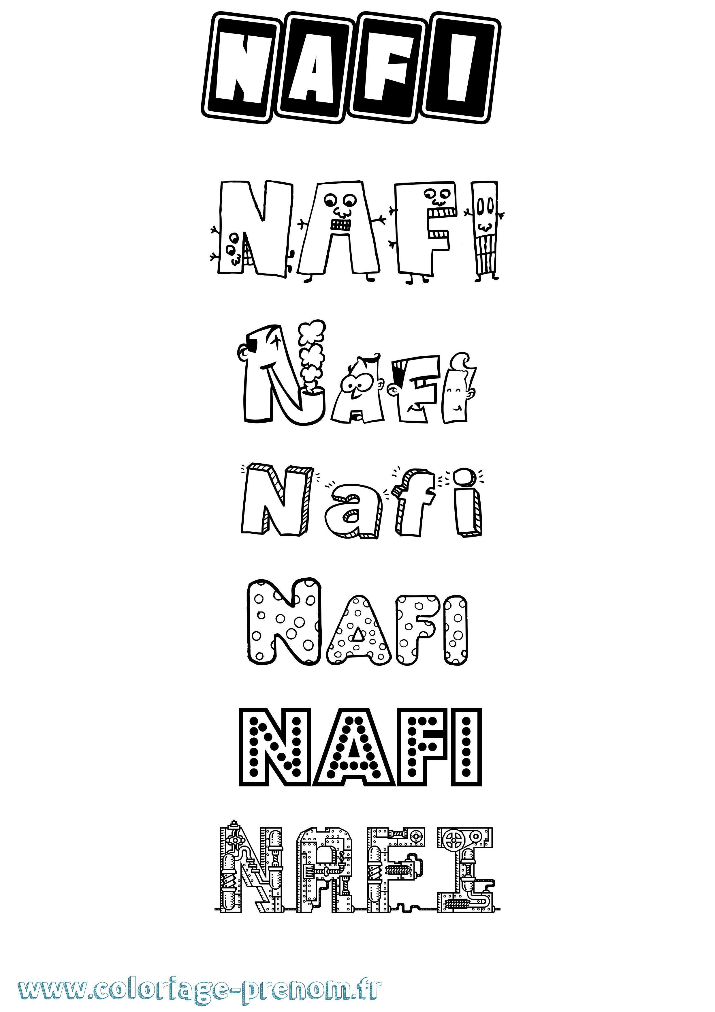 Coloriage Nafi Fun Coloriage prénom Nafi Fun