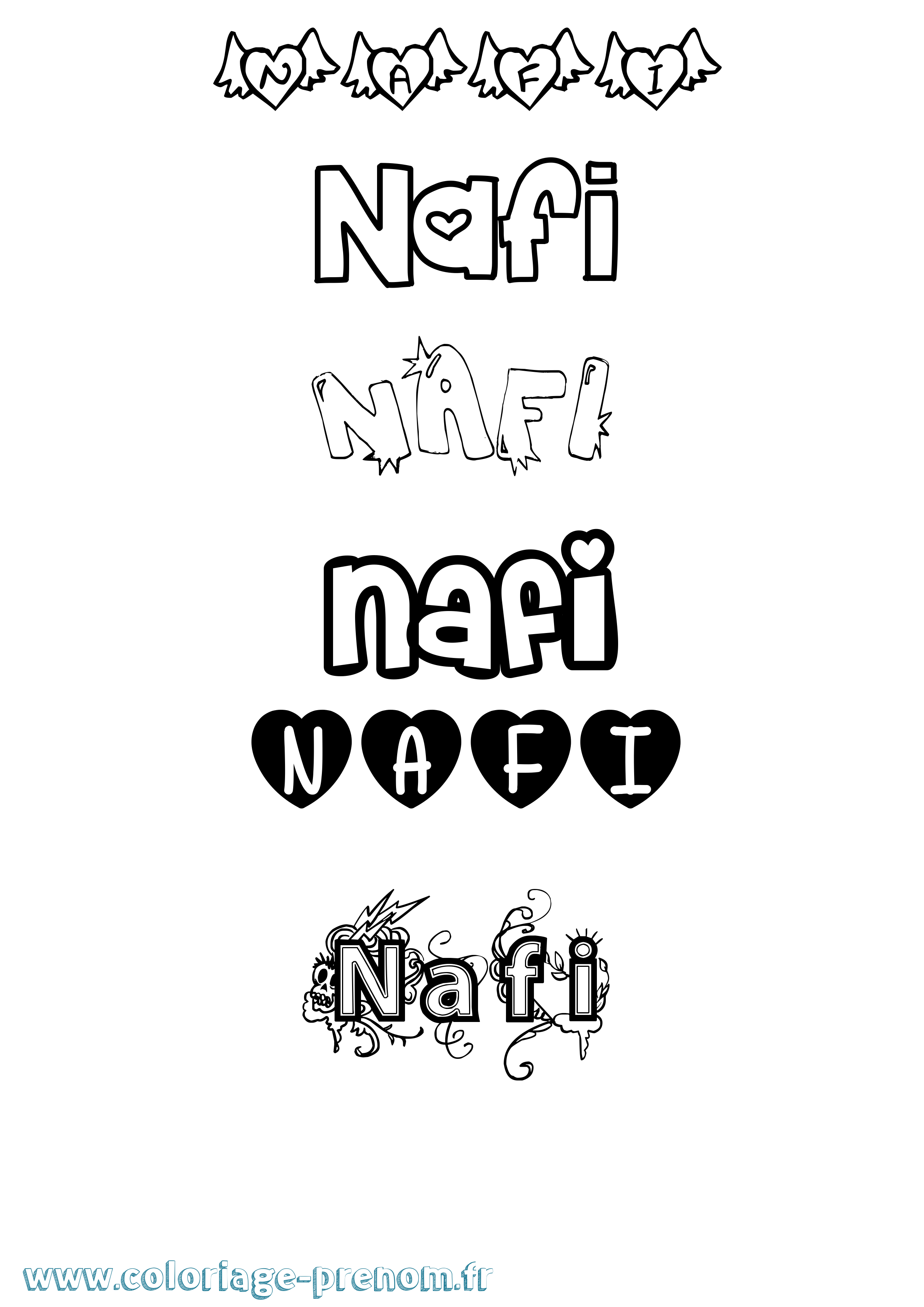 Coloriage Nafi Girly Coloriage prénom Nafi Girly