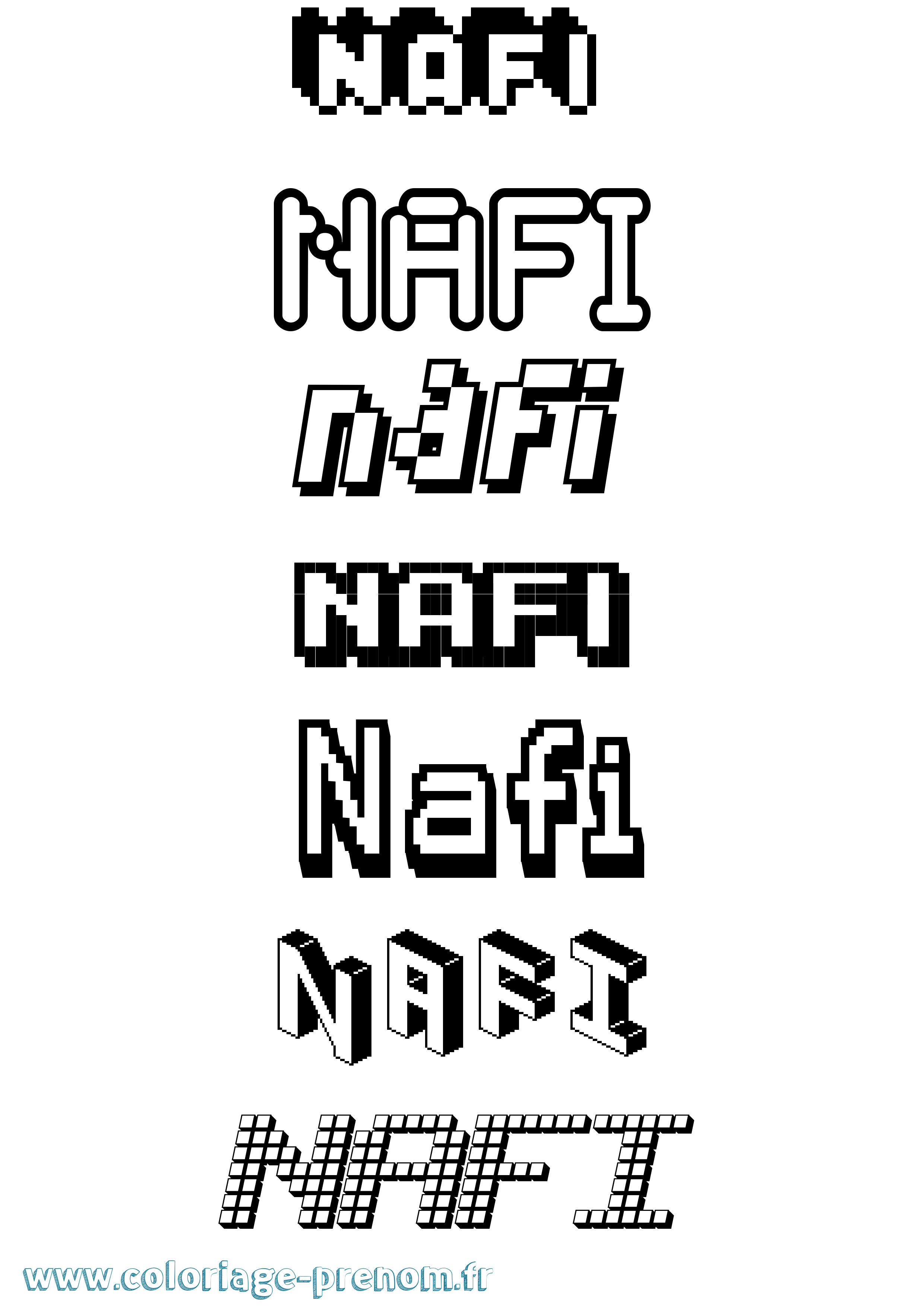 Coloriage Nafi Pixel Coloriage prénom Nafi Pixel