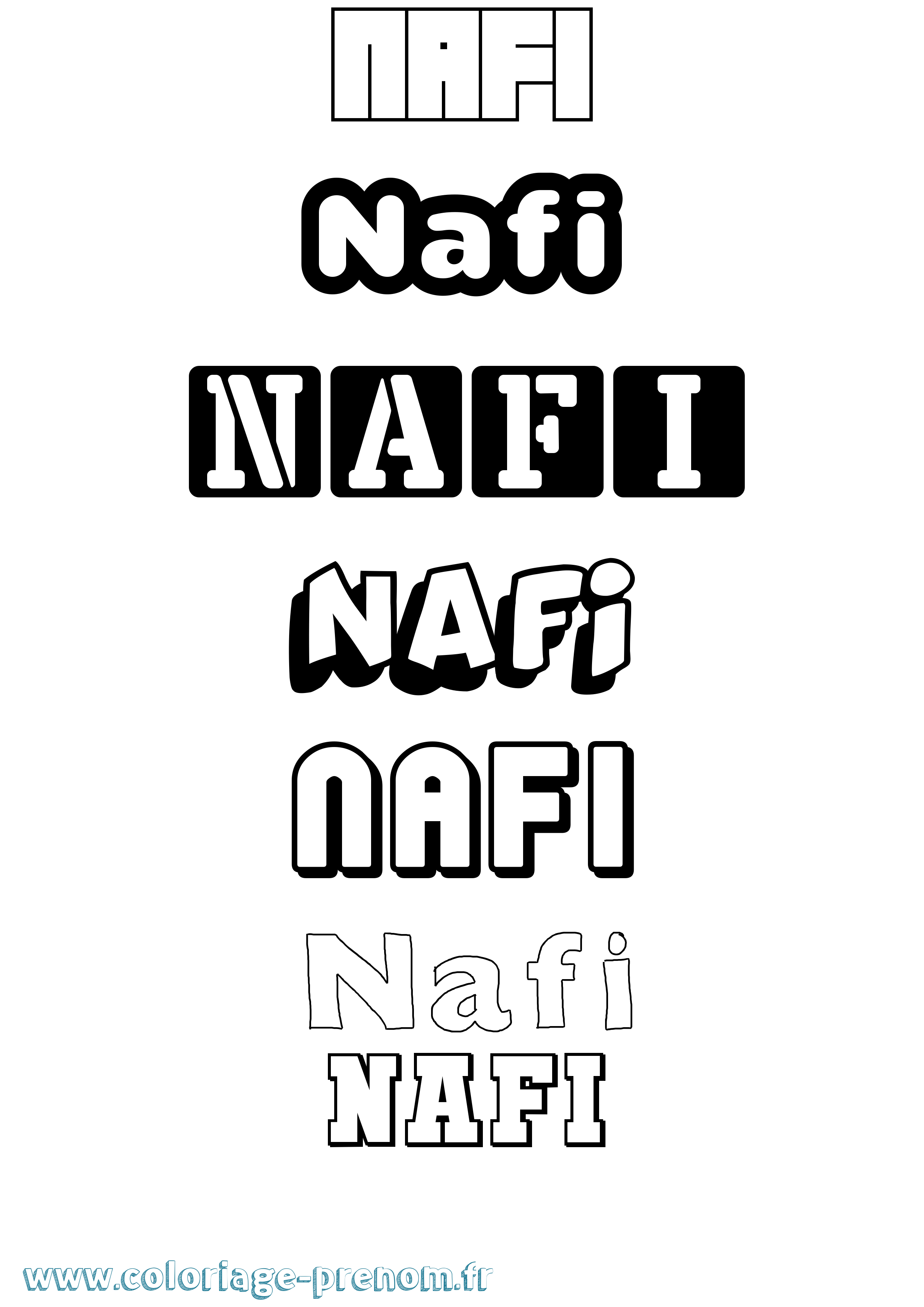 Coloriage Nafi Simple Coloriage prénom Nafi Simple