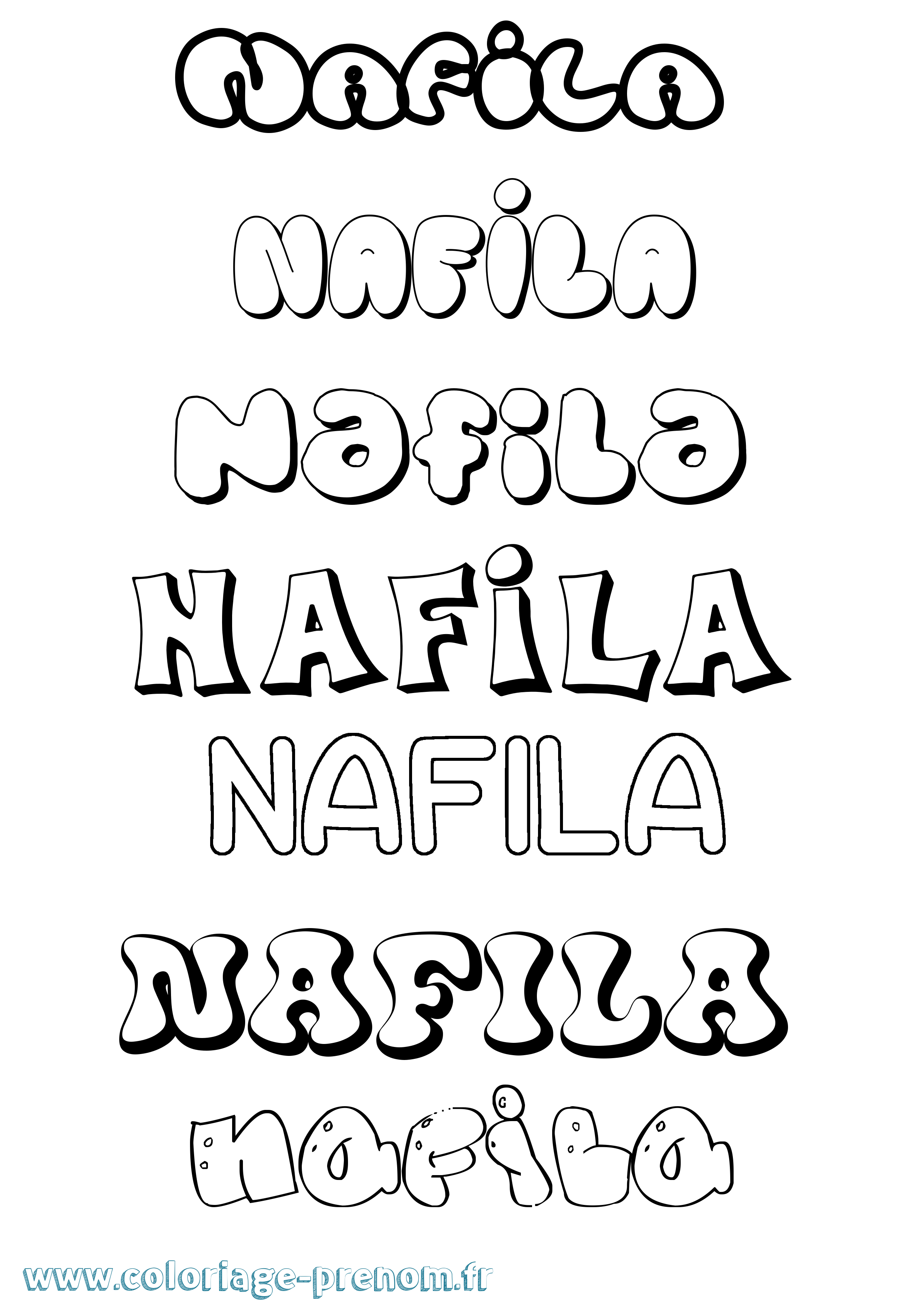Coloriage Nafila Bubble Coloriage prénom Nafila Bubble