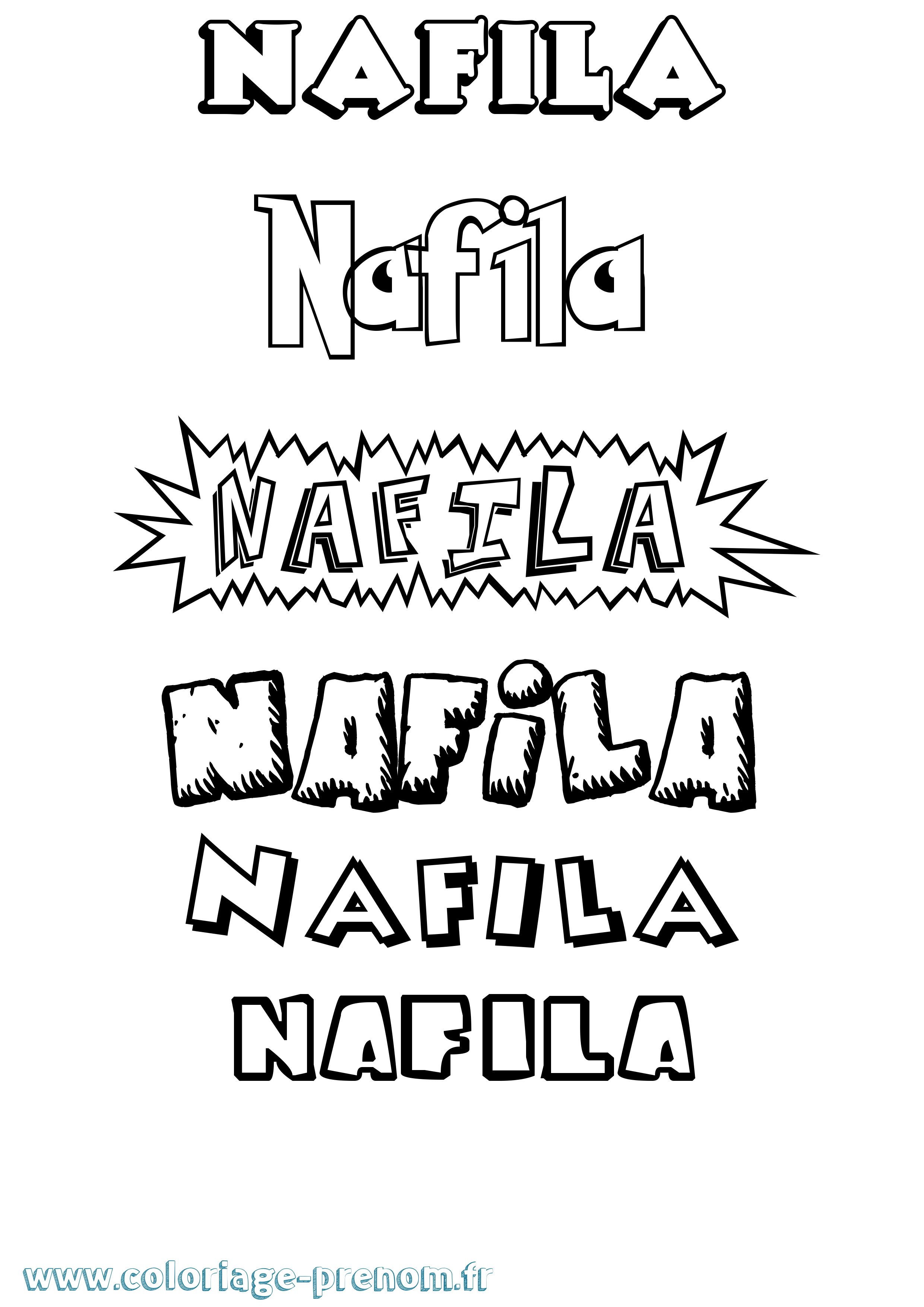 Coloriage Nafila Dessin Animé Coloriage prénom Nafila Dessin Animé