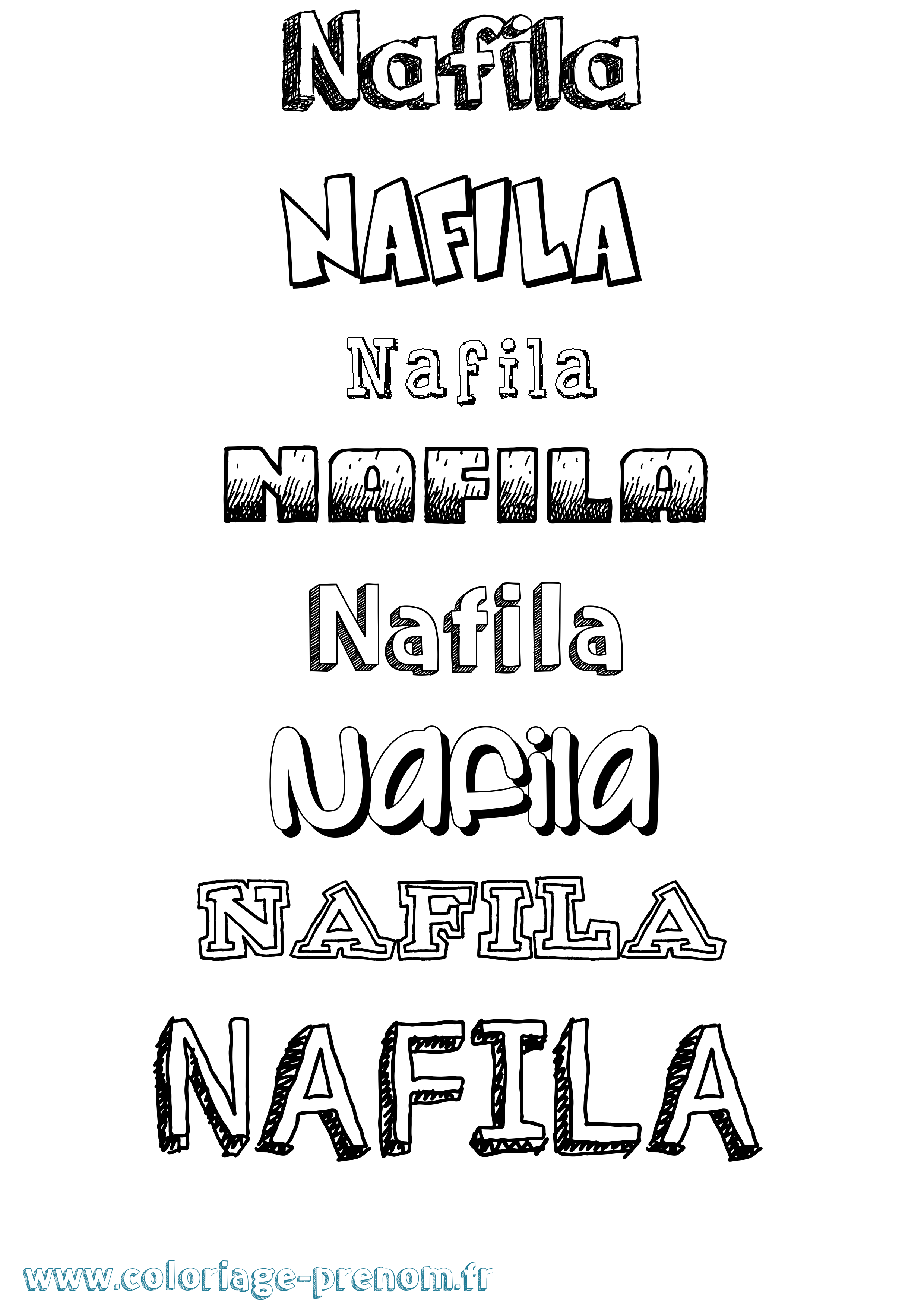 Coloriage Nafila Dessiné Coloriage prénom Nafila Dessiné
