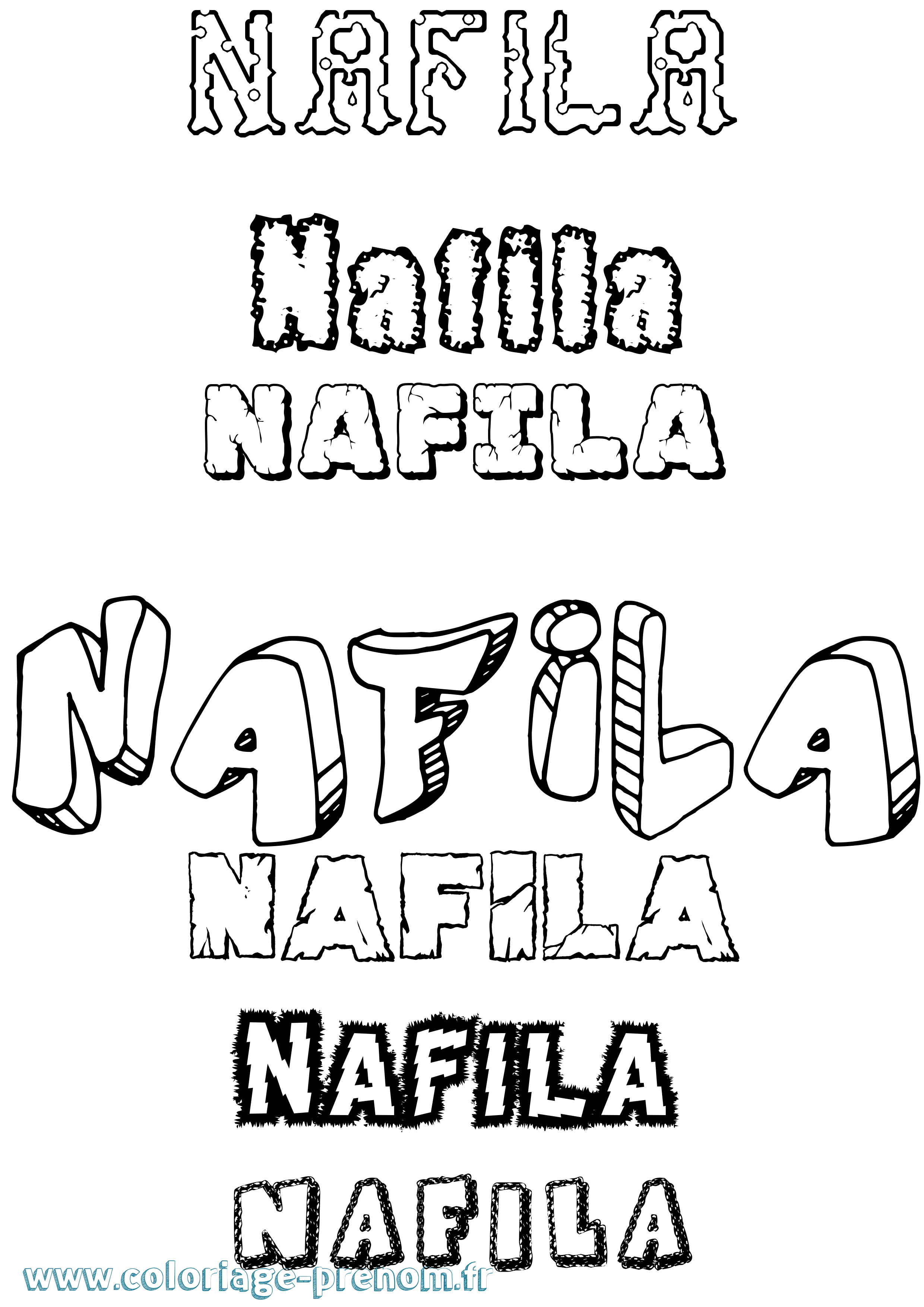 Coloriage Nafila Destructuré Coloriage prénom Nafila Destructuré