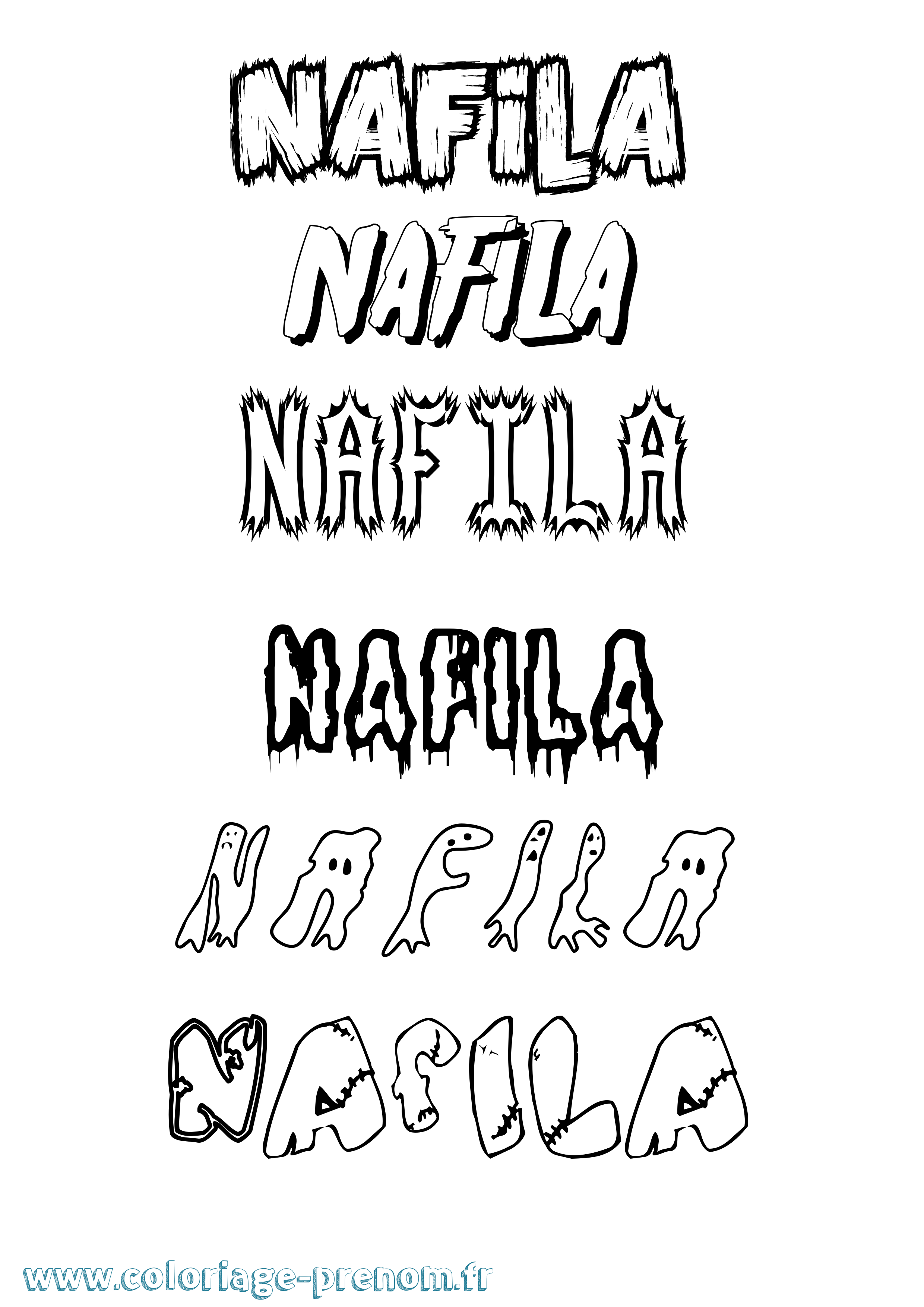 Coloriage Nafila Frisson Coloriage prénom Nafila Frisson