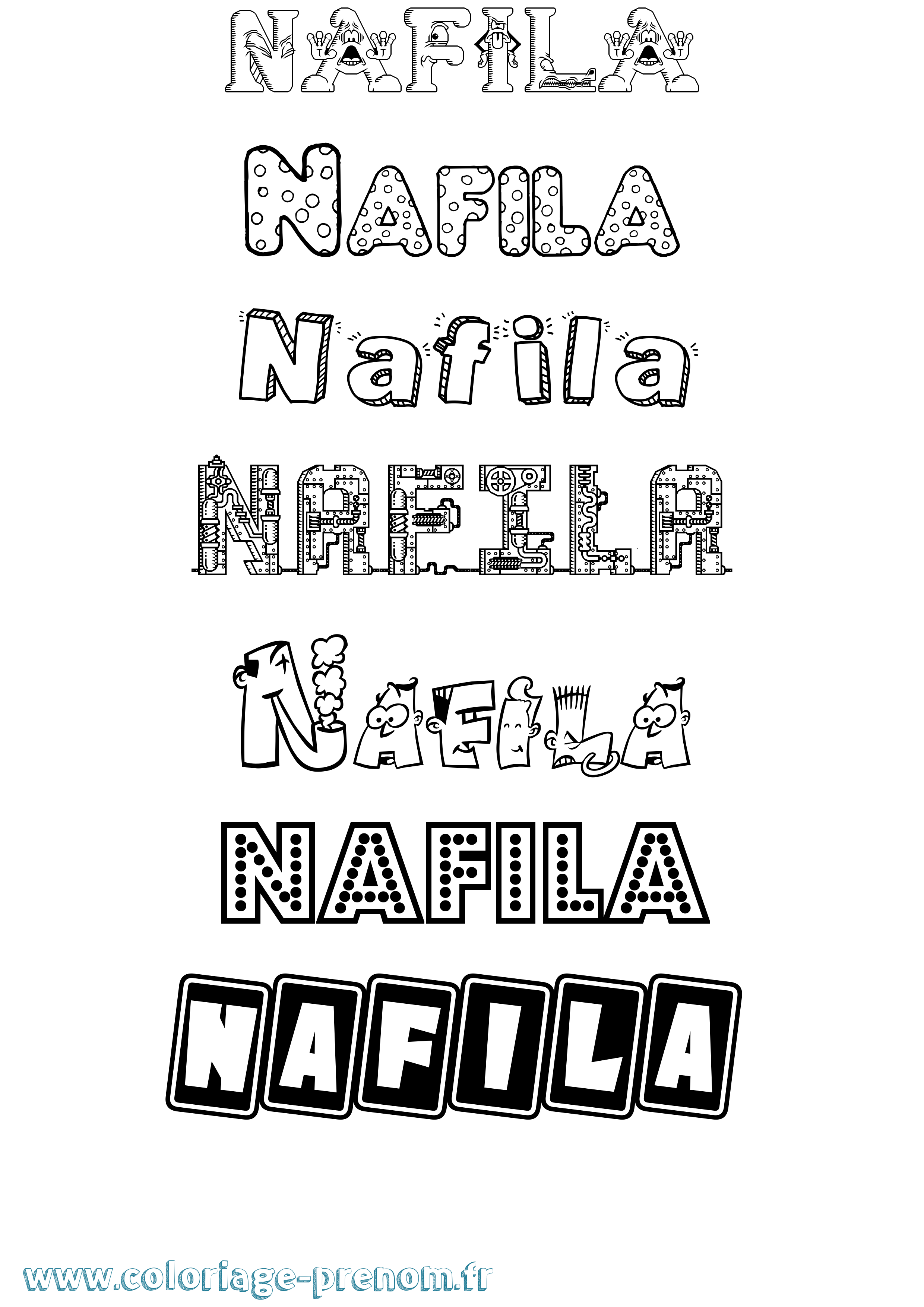 Coloriage Nafila Fun Coloriage prénom Nafila Fun