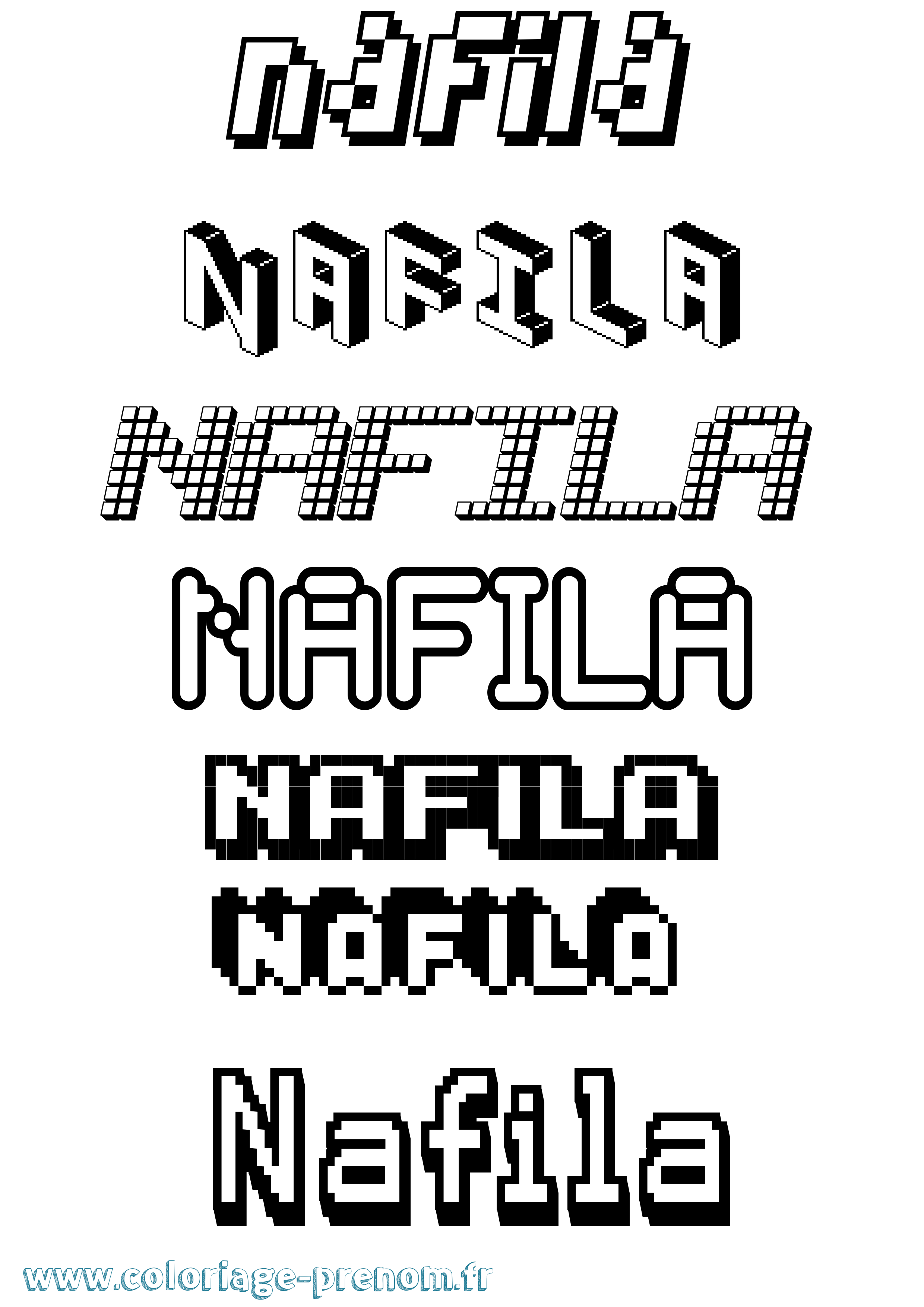 Coloriage Nafila Pixel Coloriage prénom Nafila Pixel