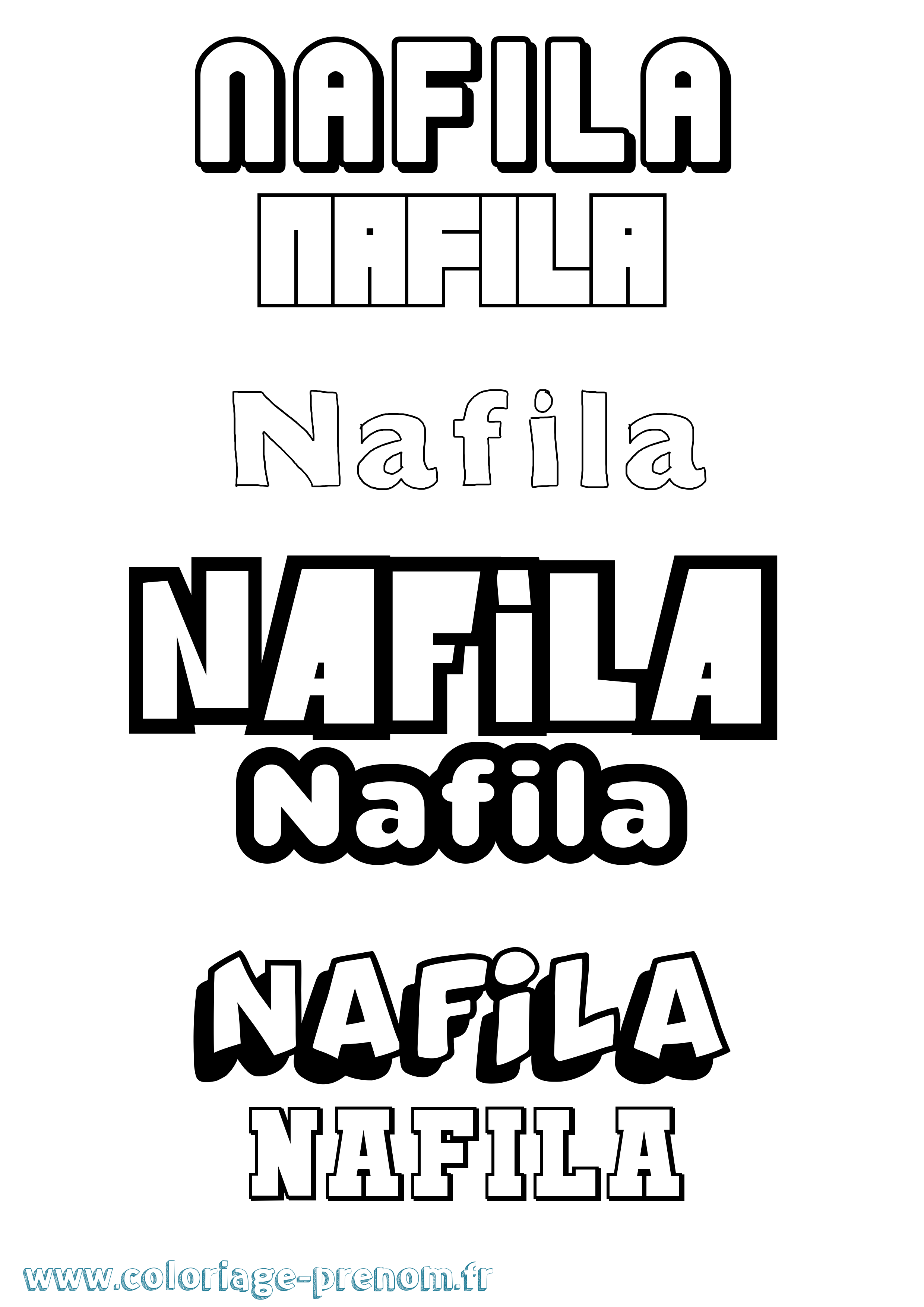 Coloriage Nafila Simple Coloriage prénom Nafila Simple