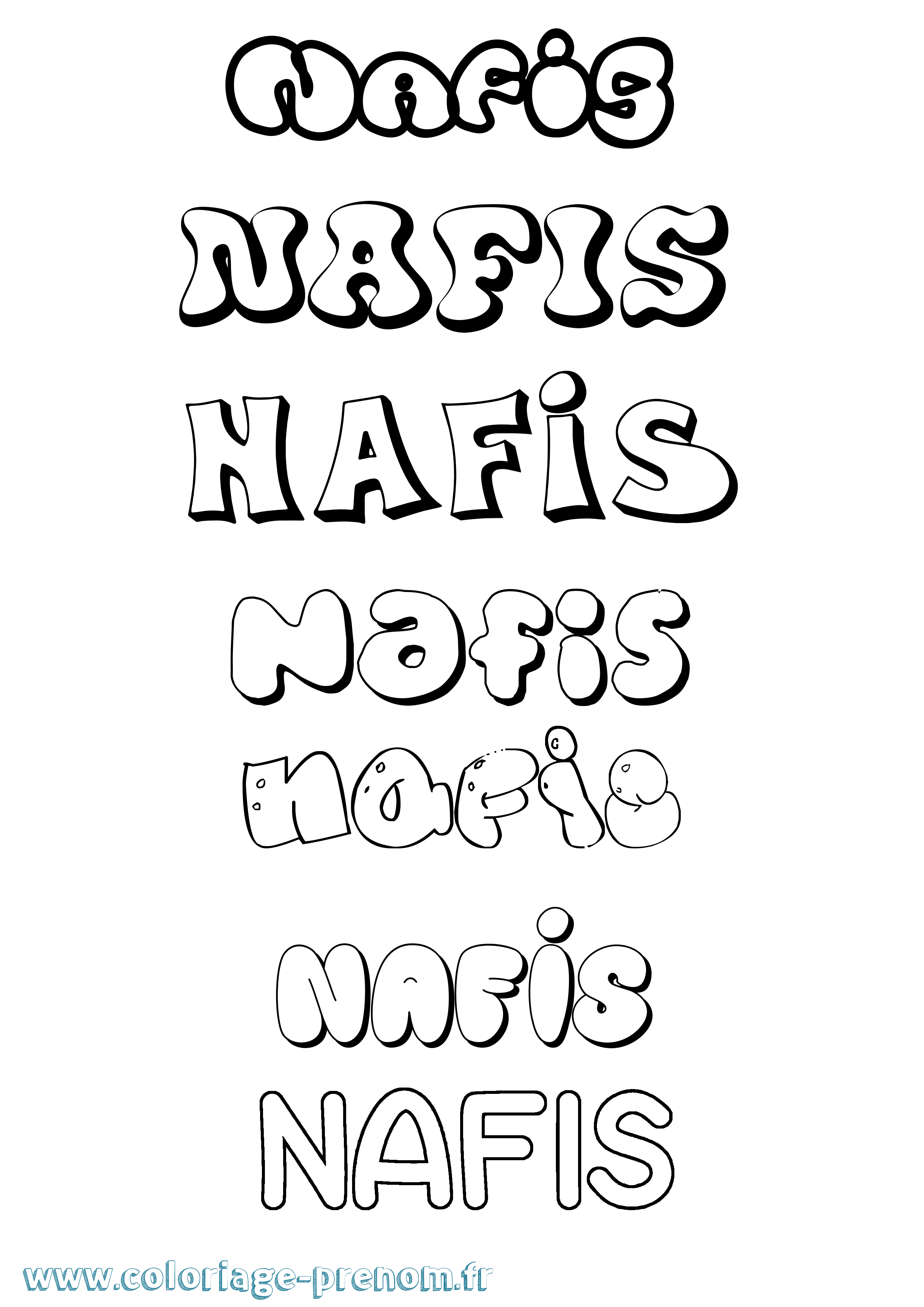 Coloriage Nafis Bubble Coloriage prénom Nafis Bubble