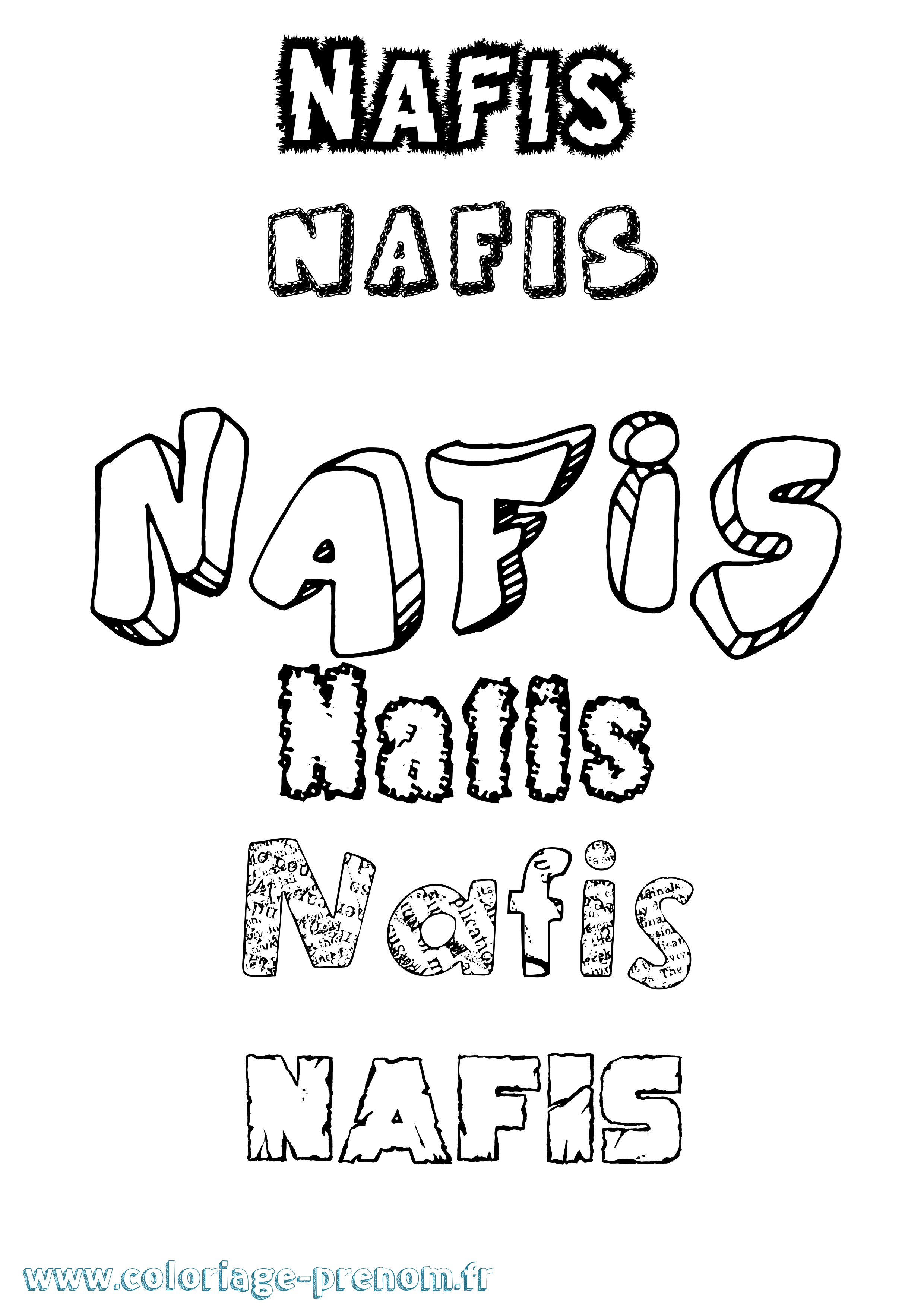 Coloriage Nafis Destructuré Coloriage prénom Nafis Destructuré