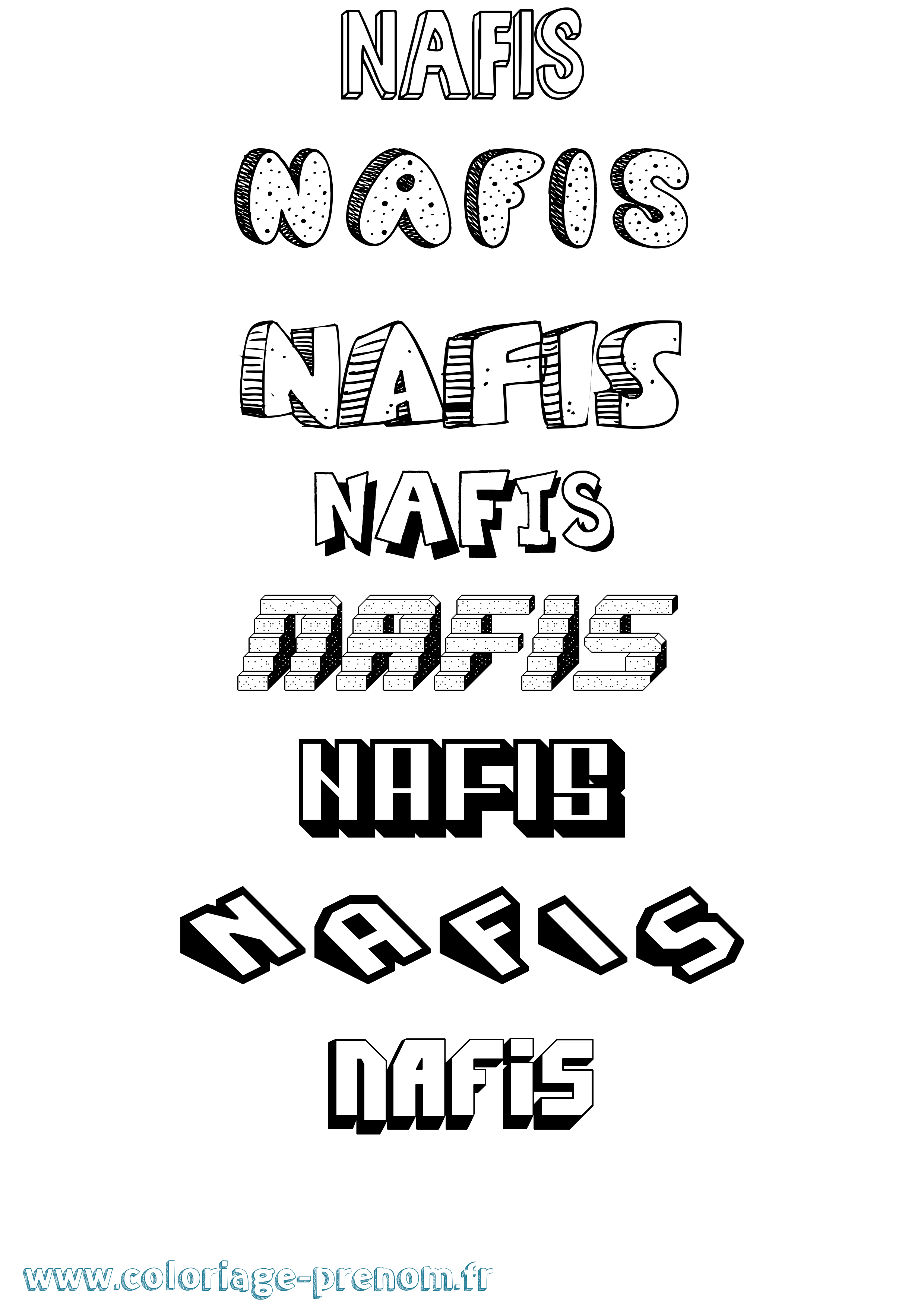 Coloriage Nafis Effet 3D Coloriage prénom Nafis Effet 3D