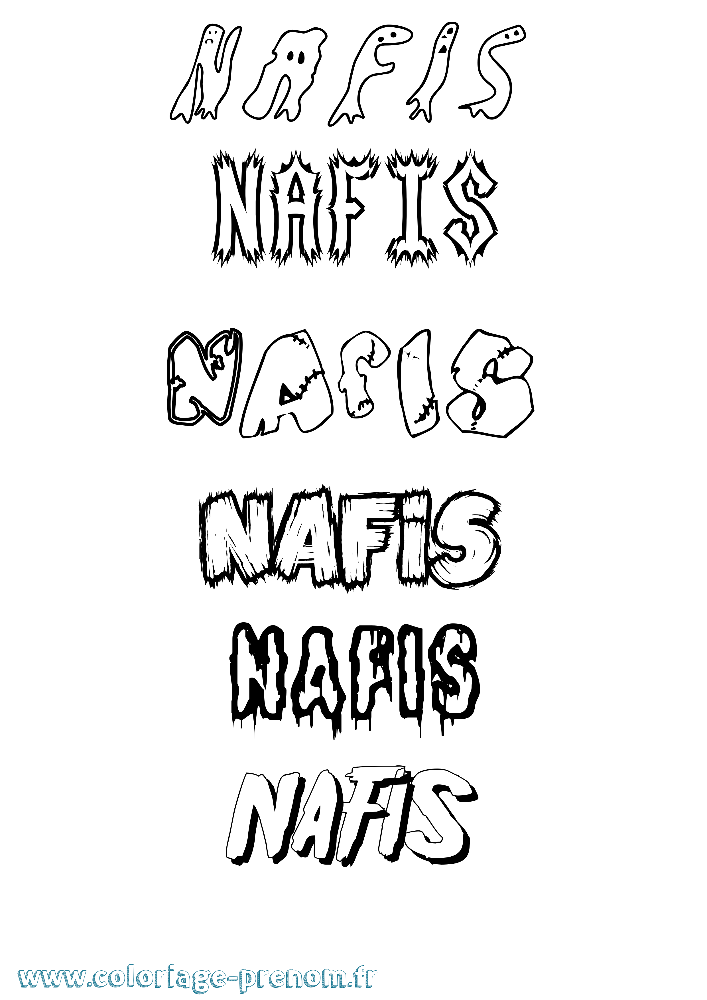 Coloriage Nafis Frisson Coloriage prénom Nafis Frisson