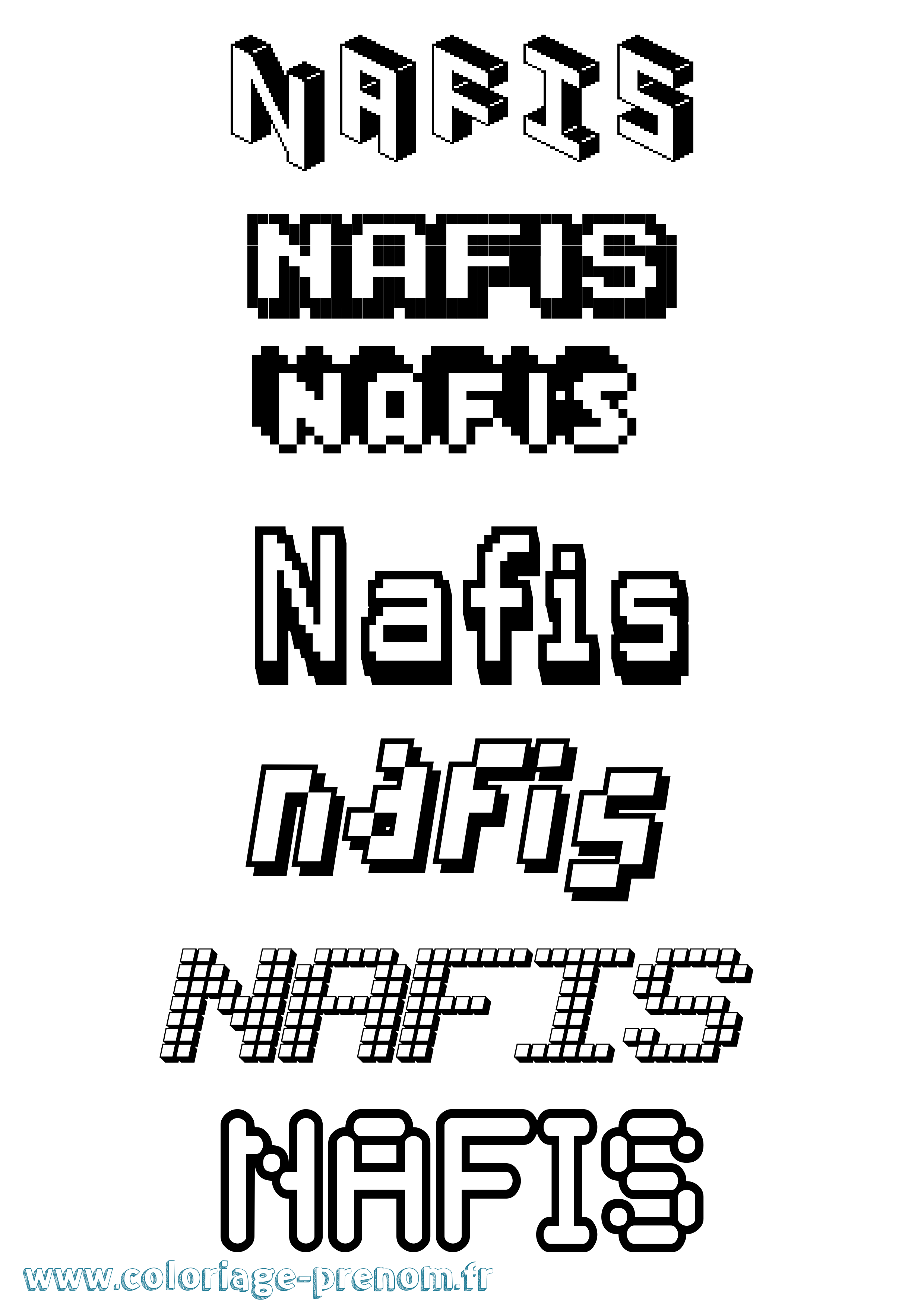 Coloriage Nafis Pixel Coloriage prénom Nafis Pixel