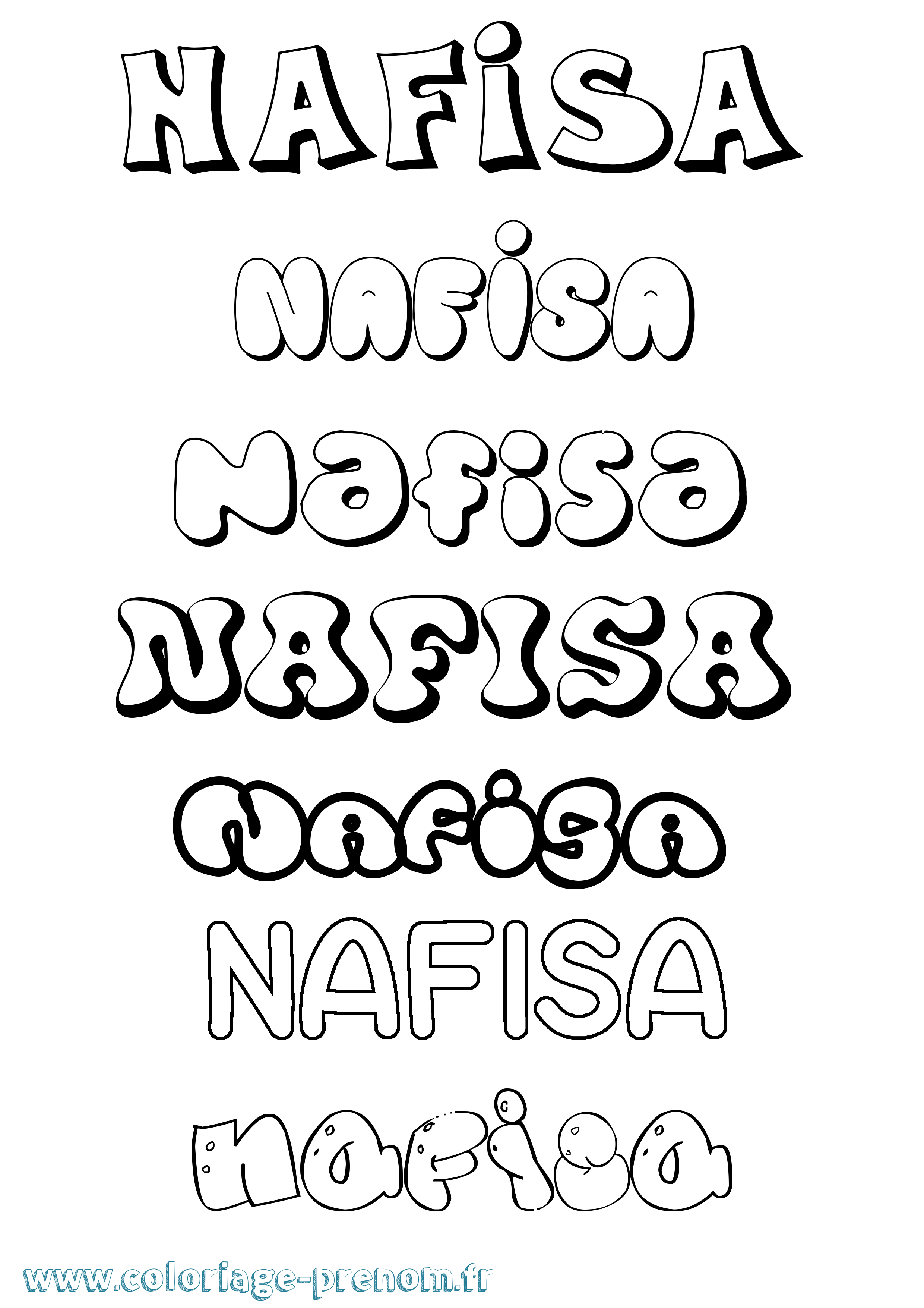 Coloriage Nafisa Bubble Coloriage prénom Nafisa Bubble