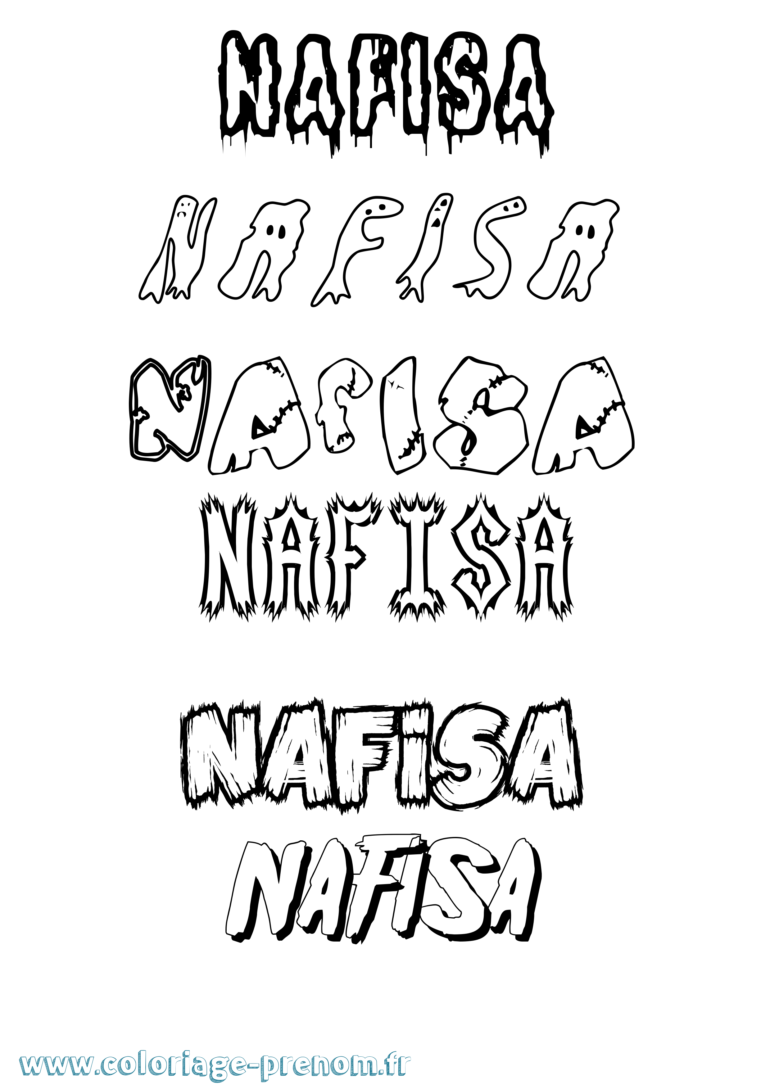 Coloriage Nafisa Frisson Coloriage prénom Nafisa Frisson