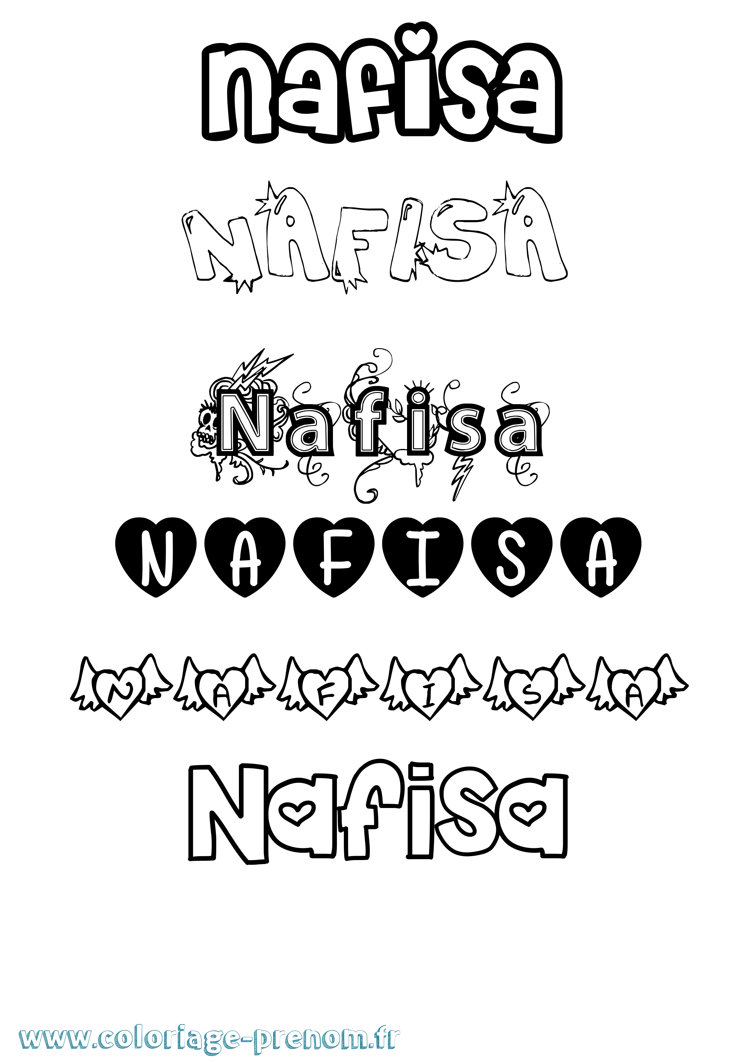 Coloriage Nafisa Girly Coloriage prénom Nafisa Girly