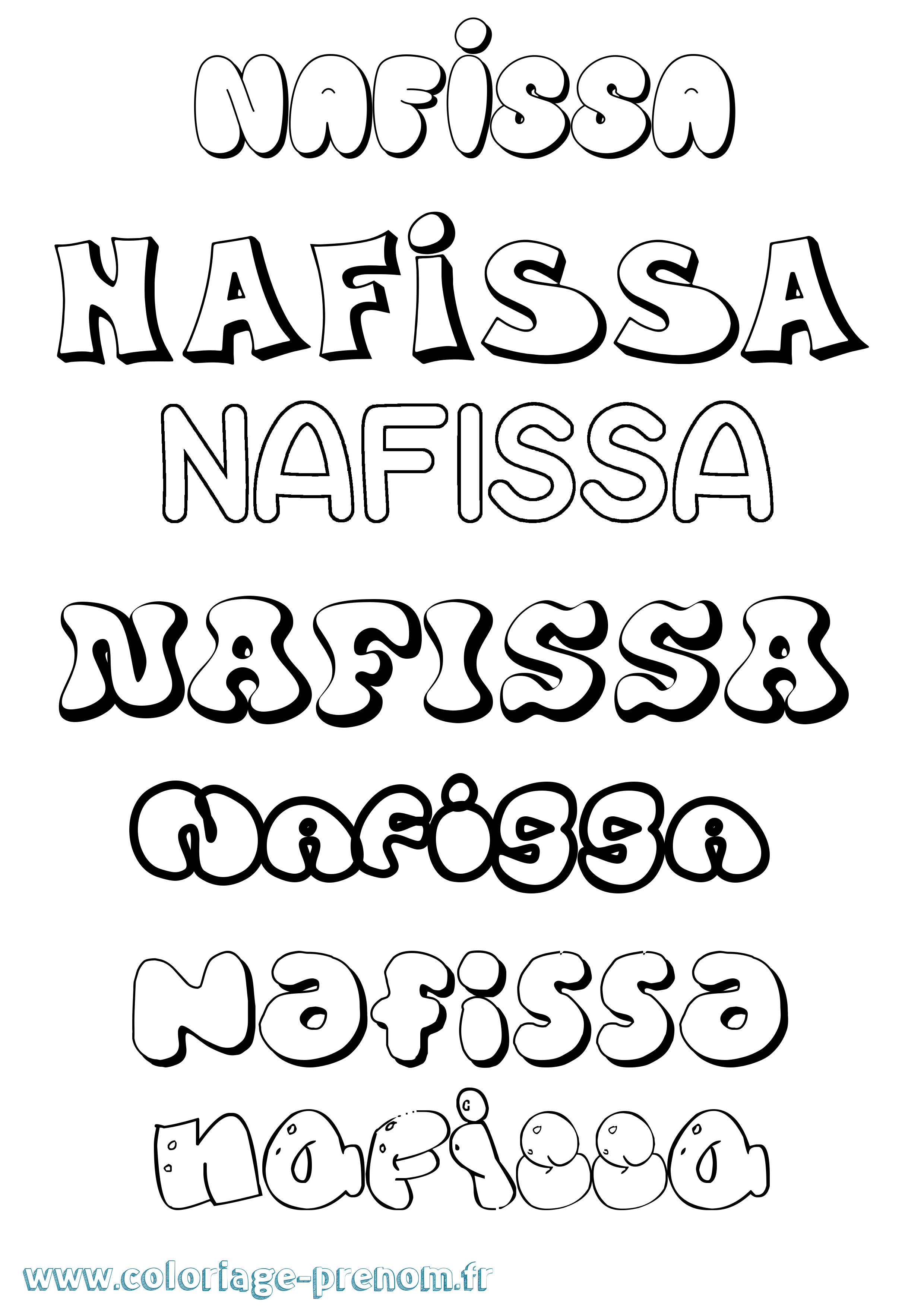 Coloriage Nafissa Bubble Coloriage prénom Nafissa Bubble