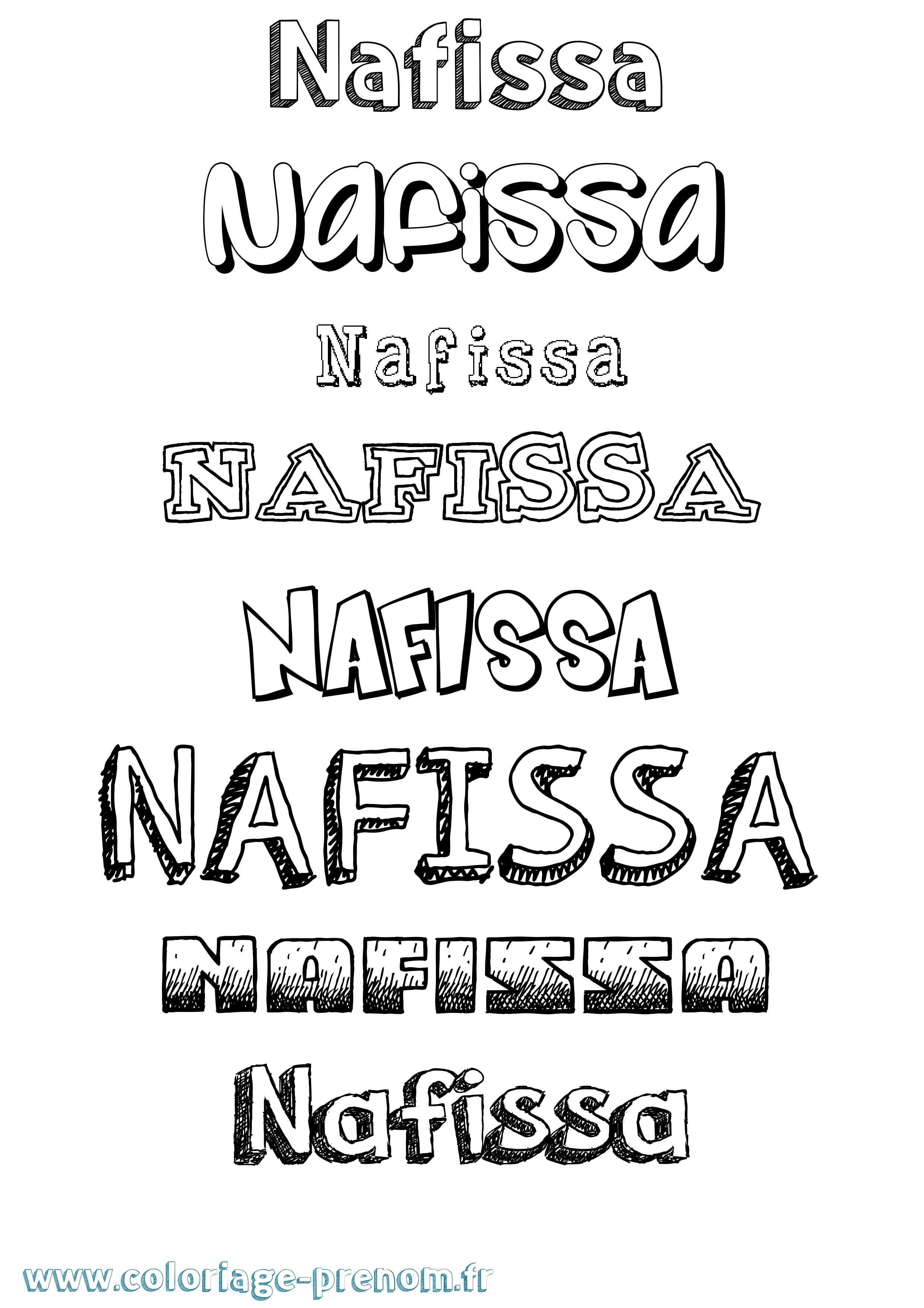 Coloriage Nafissa Dessiné Coloriage prénom Nafissa Dessiné