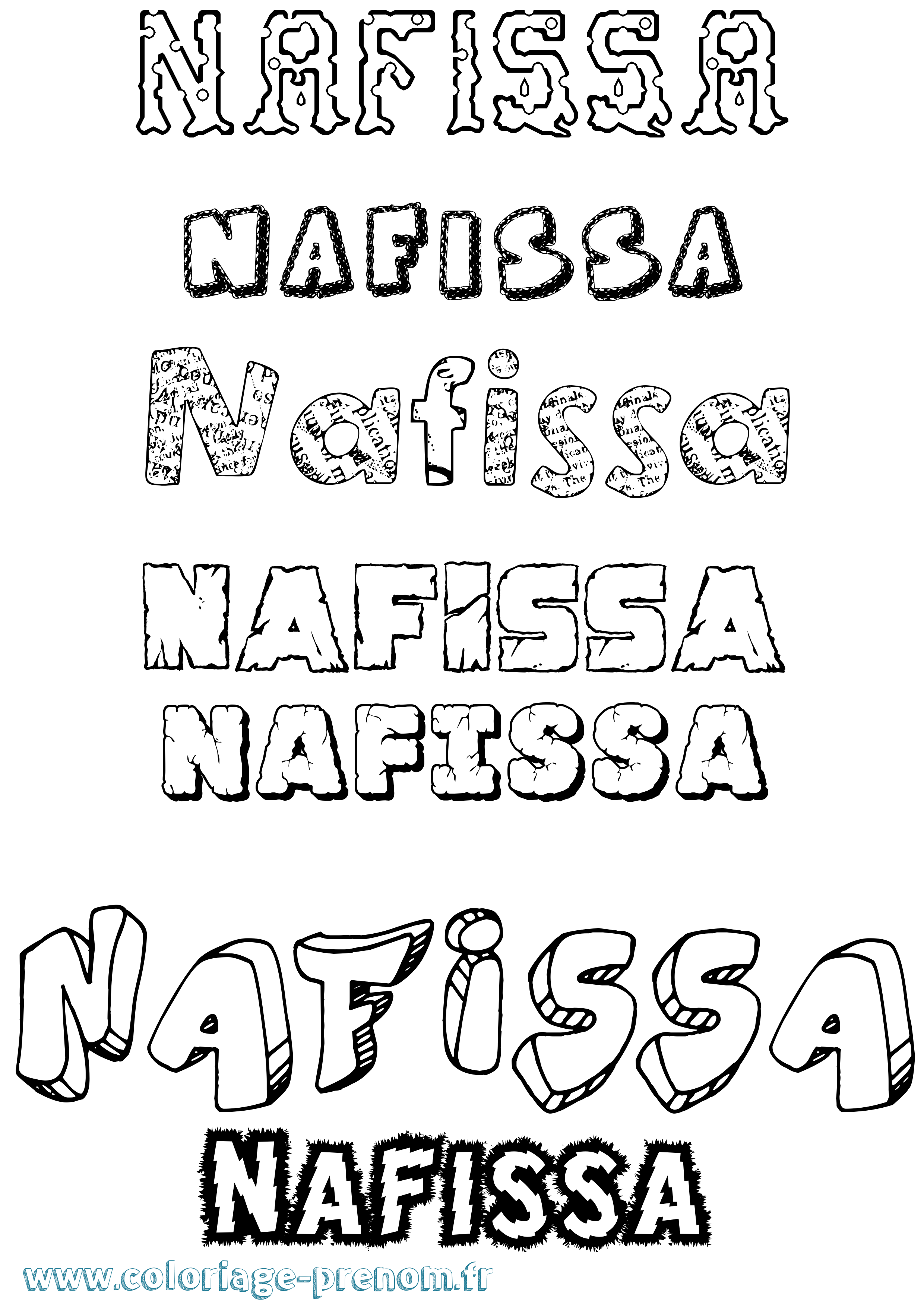 Coloriage Nafissa Destructuré Coloriage prénom Nafissa Destructuré