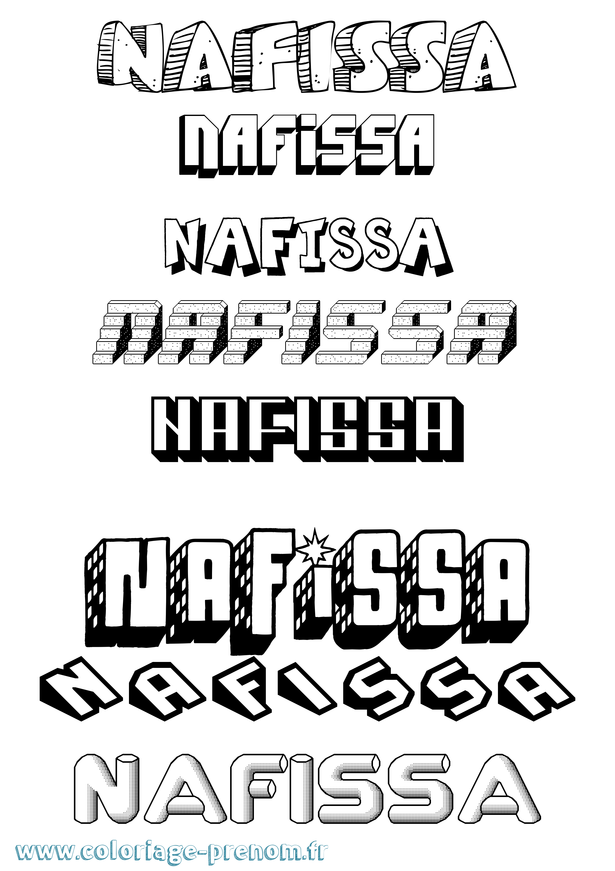 Coloriage Nafissa Effet 3D Coloriage prénom Nafissa Effet 3D