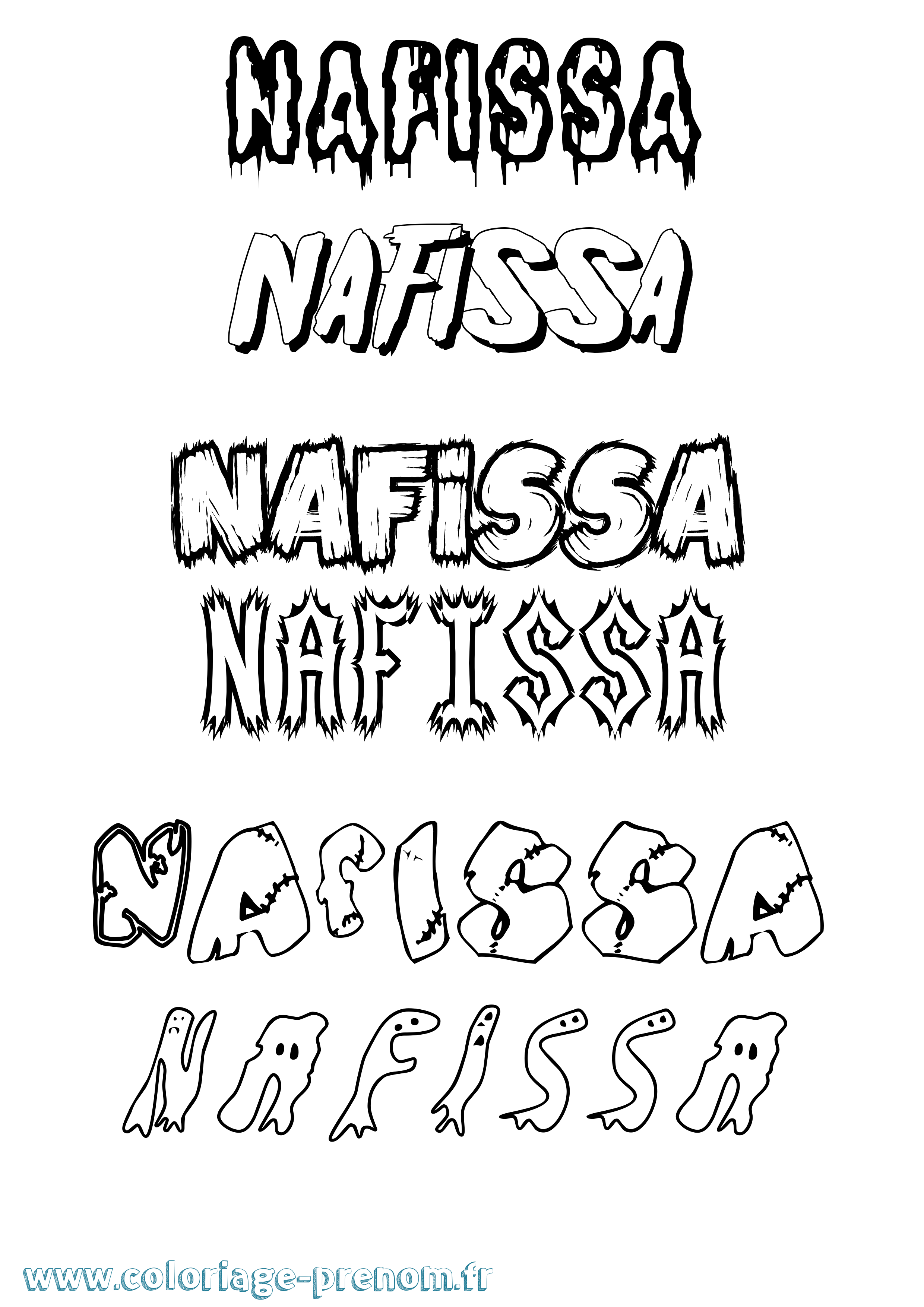 Coloriage Nafissa Frisson Coloriage prénom Nafissa Frisson