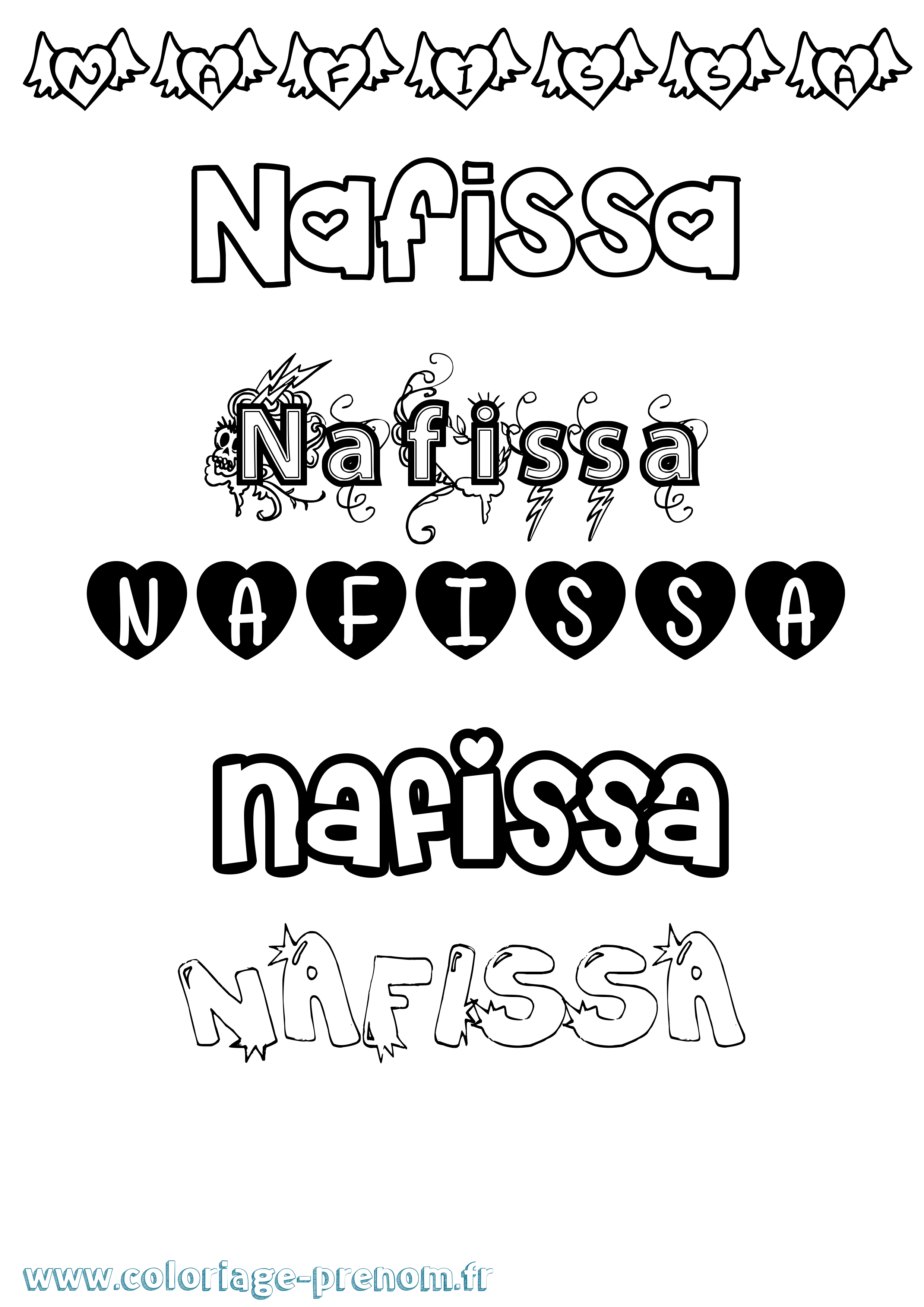Coloriage Nafissa Girly Coloriage prénom Nafissa Girly