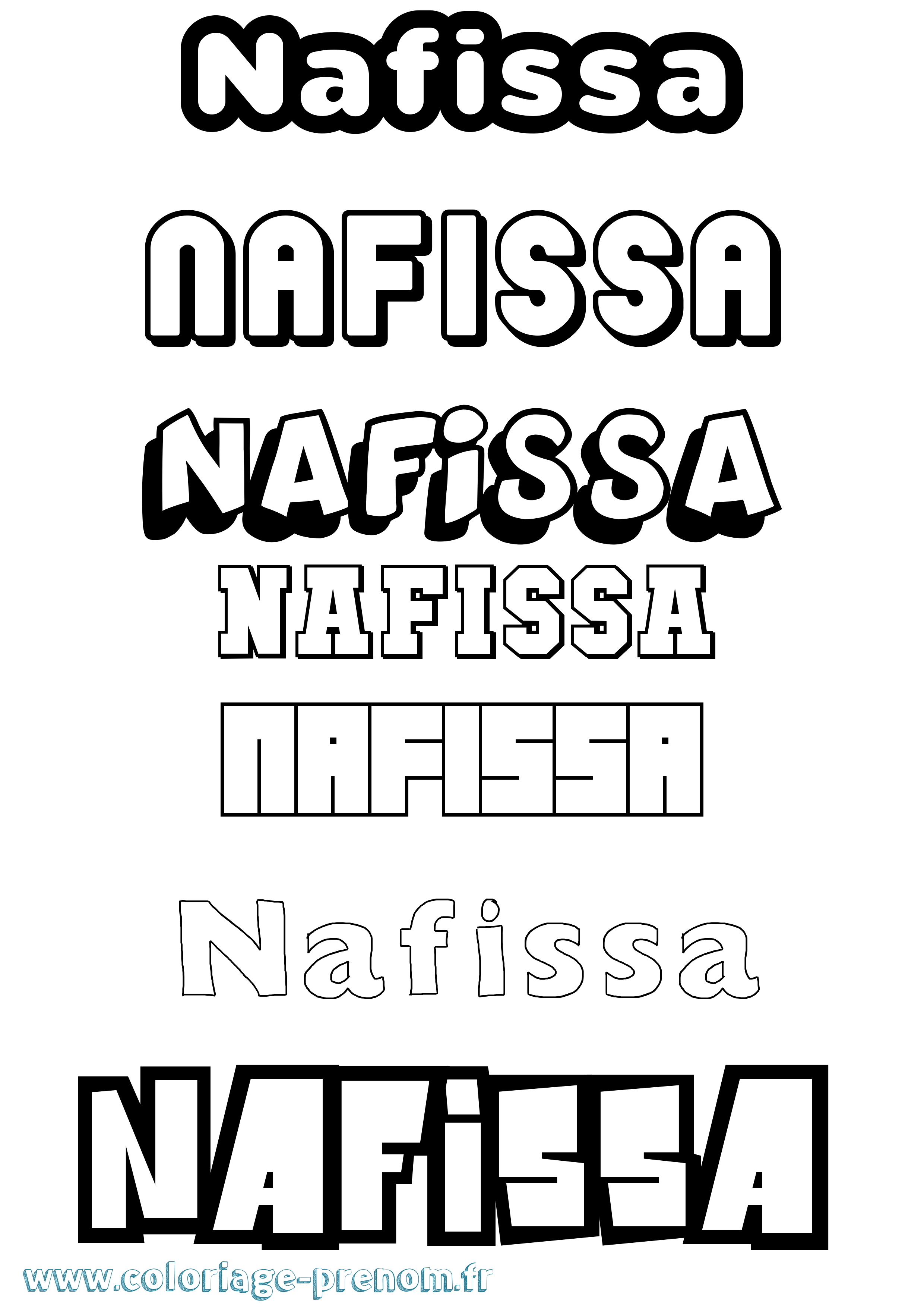 Coloriage Nafissa Simple Coloriage prénom Nafissa Simple