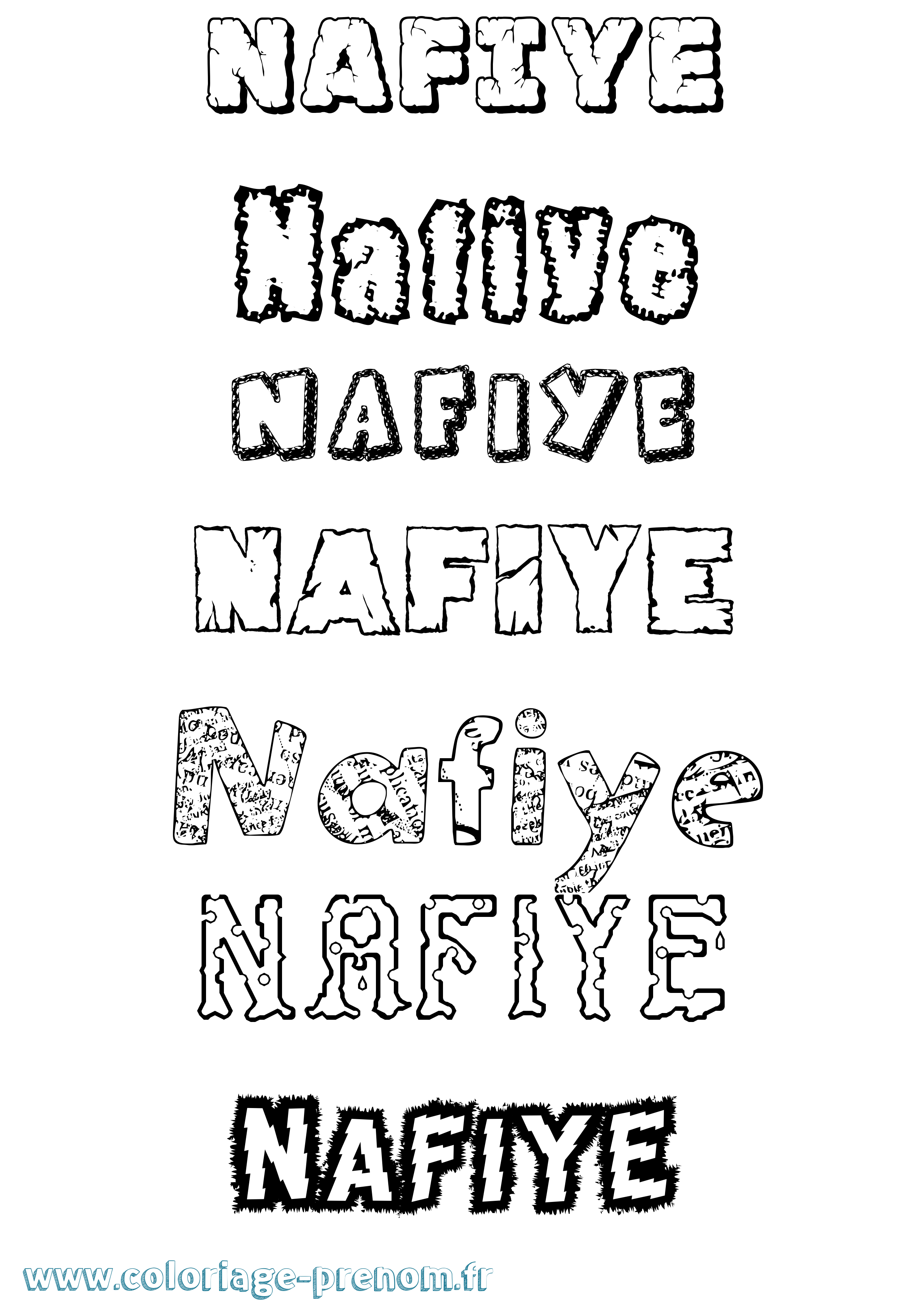 Coloriage Nafiye Destructuré Coloriage prénom Nafiye Destructuré
