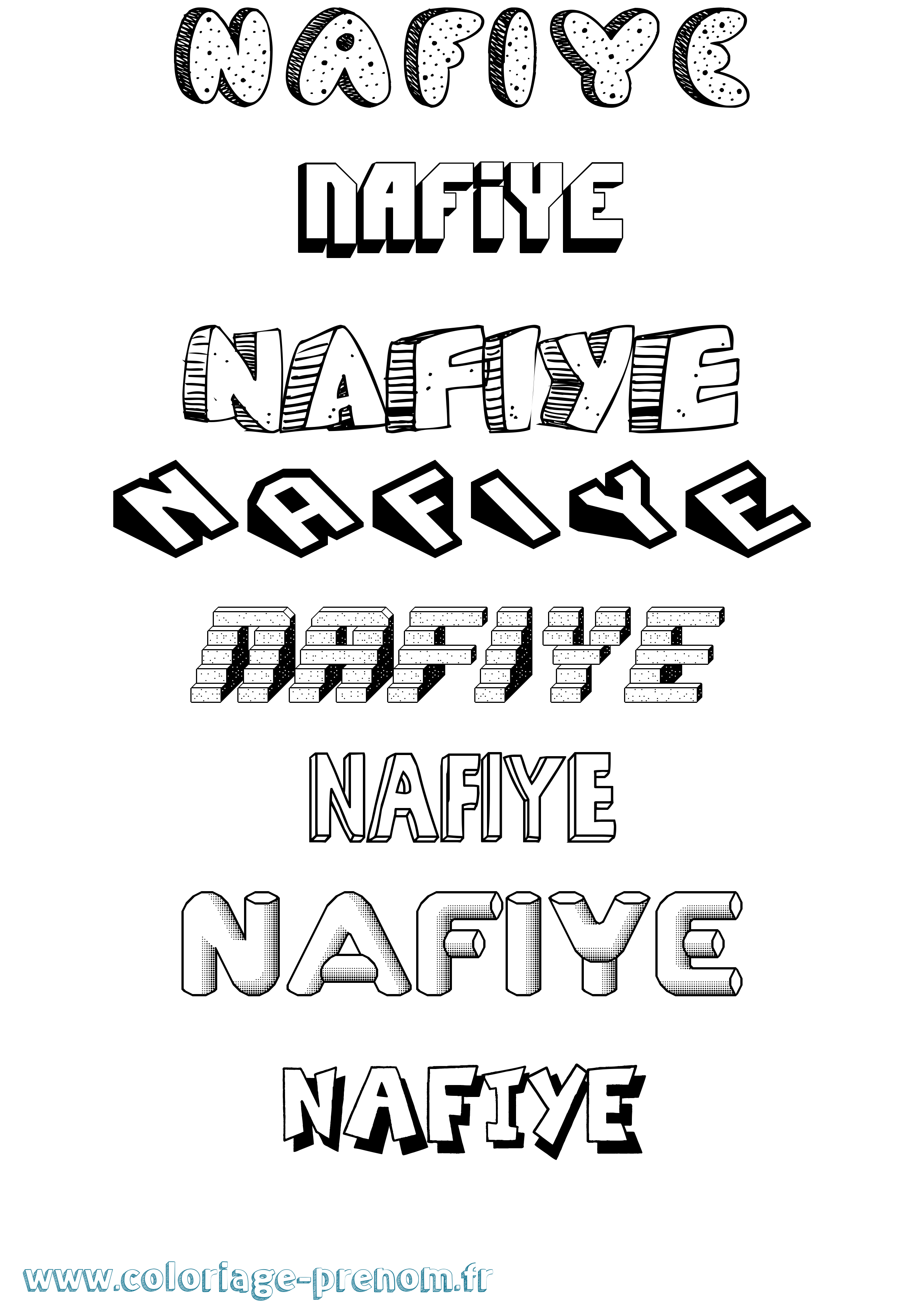 Coloriage Nafiye Effet 3D Coloriage prénom Nafiye Effet 3D