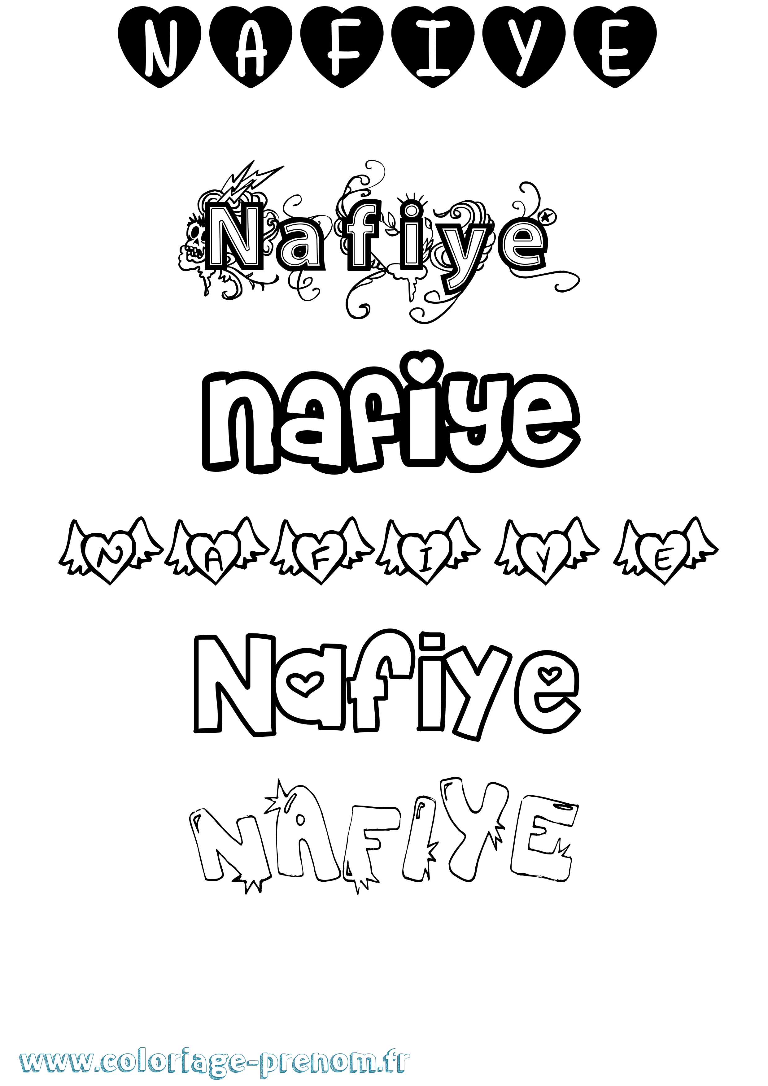 Coloriage Nafiye Girly Coloriage prénom Nafiye Girly