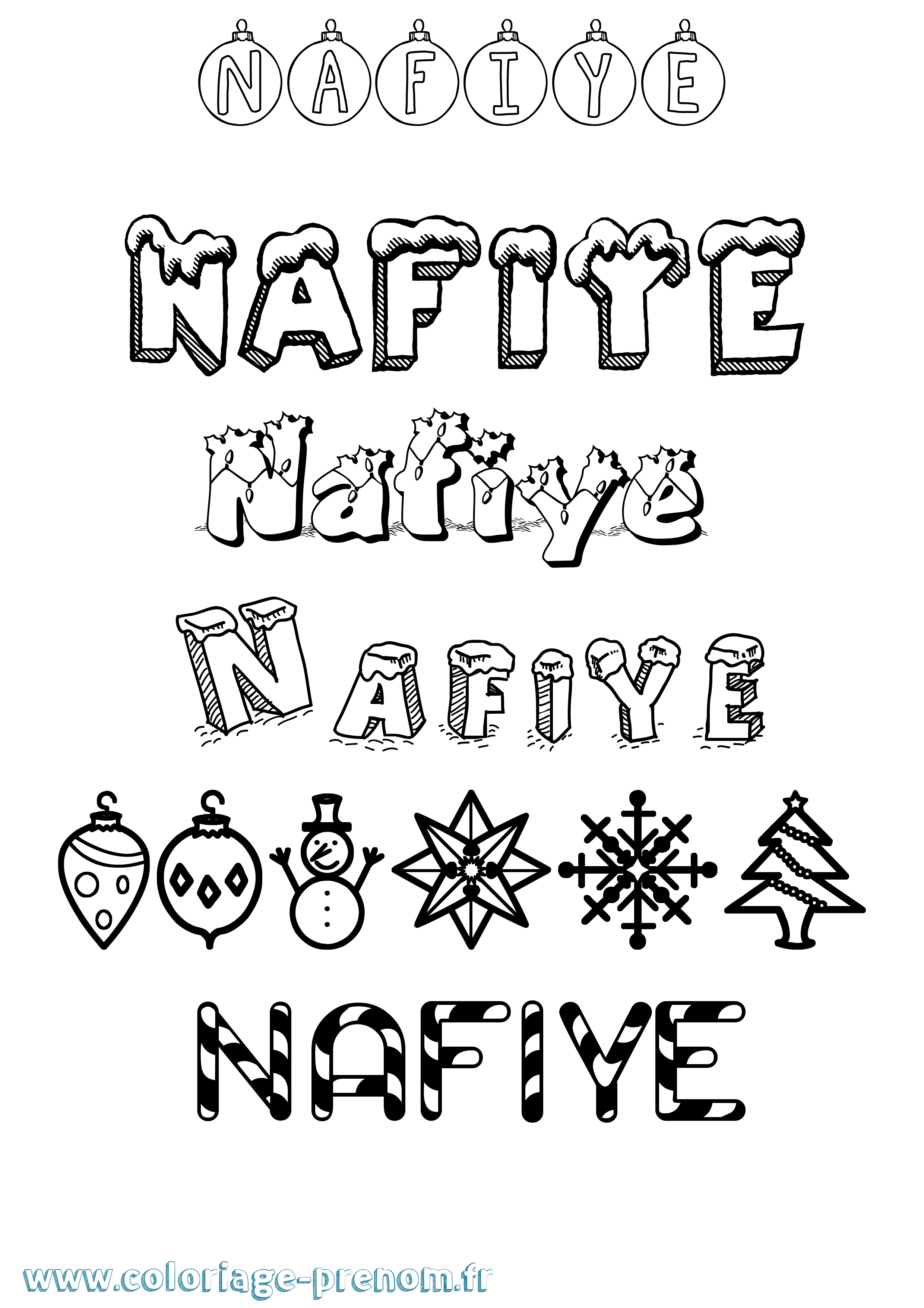 Coloriage Nafiye Noël Coloriage prénom Nafiye Noël