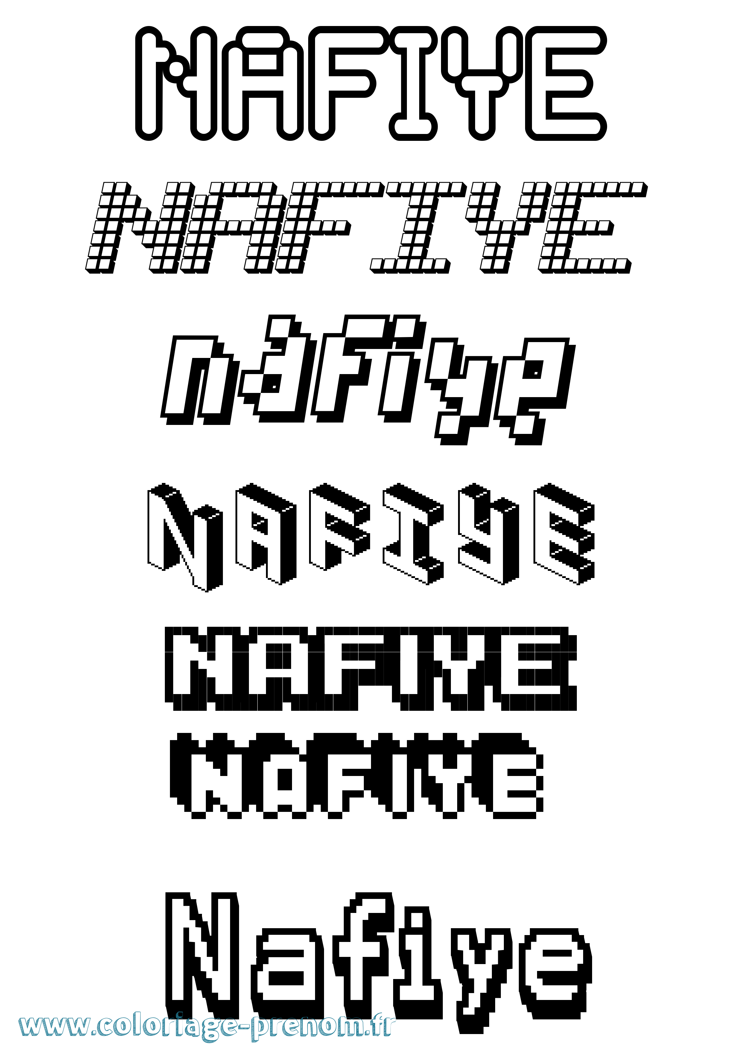 Coloriage Nafiye Pixel Coloriage prénom Nafiye Pixel