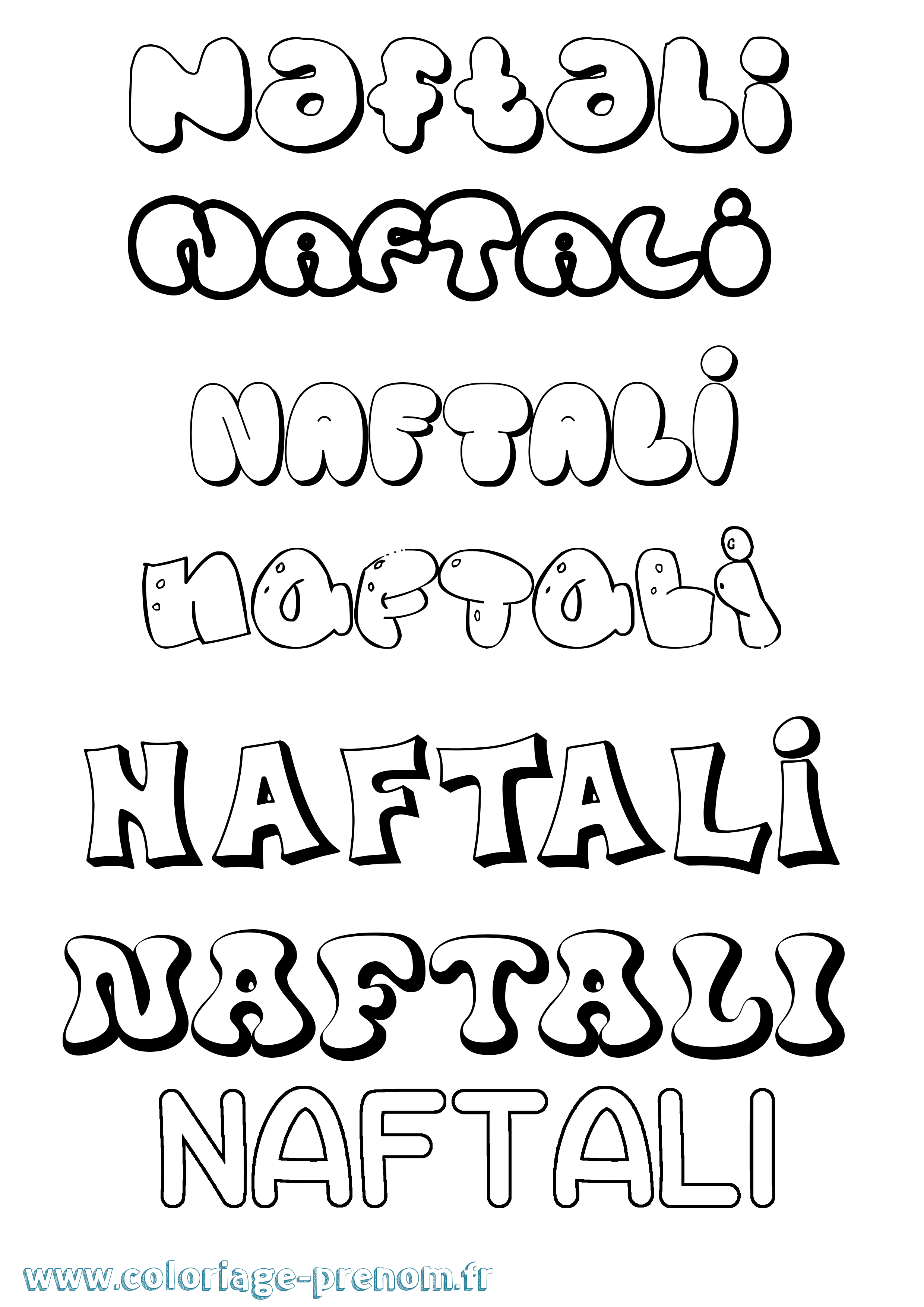 Coloriage Naftali Bubble Coloriage prénom Naftali Bubble