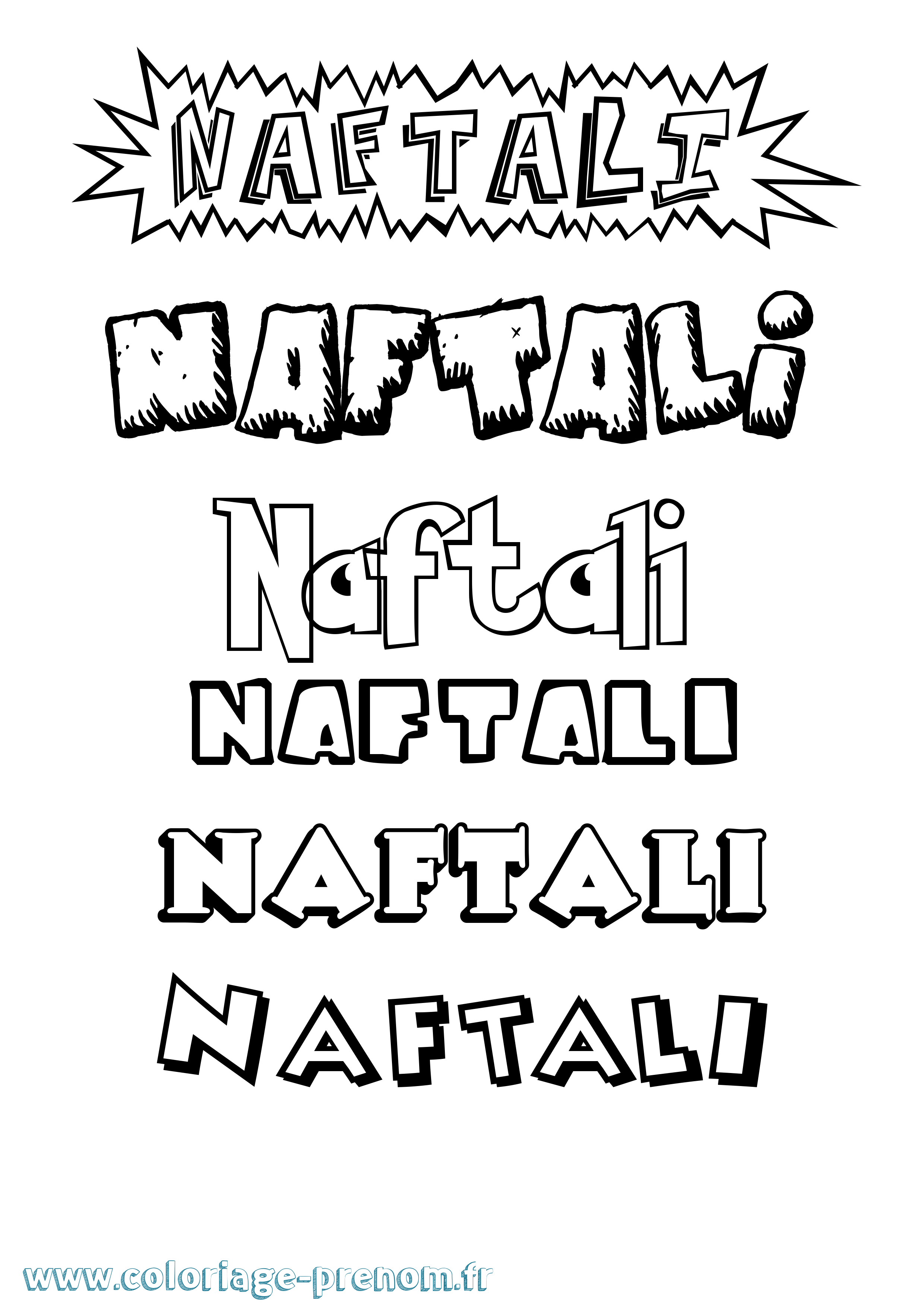 Coloriage Naftali Dessin Animé Coloriage prénom Naftali Dessin Animé